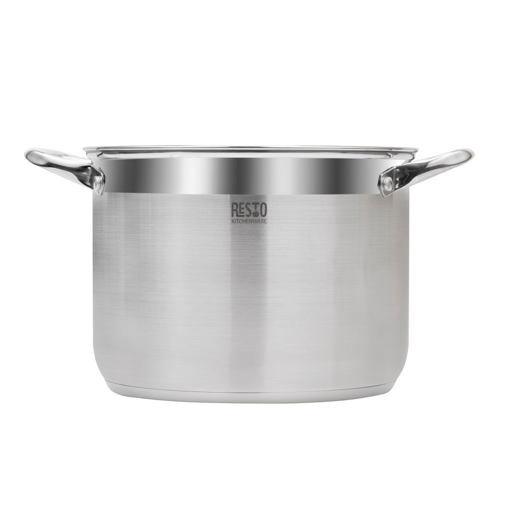 RESTO Kitchenware Kochtopf »Libra, Topf energiesparend und spülmaschinenfest«, Edelstahl 18/10, (2 tlg.), mit hitzebeständigem Glasdeckel und Griffen