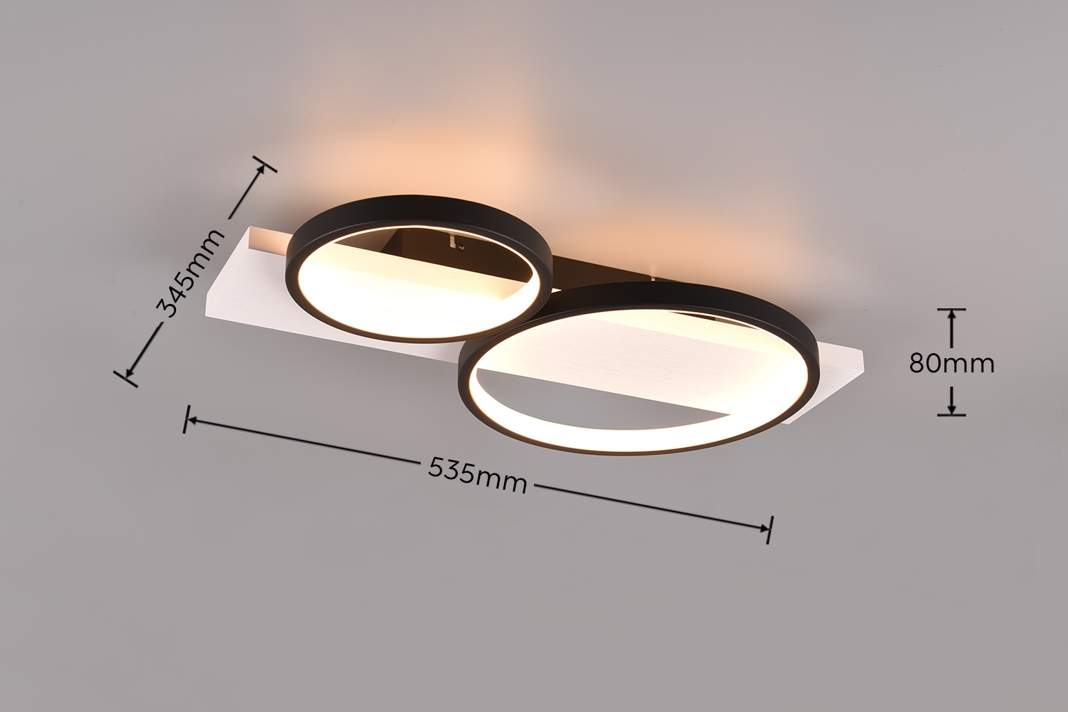 TRIO Leuchten LED Deckenleuchte »MEDERA, Deckenlampe LED Ringe mit Holz Deko 26W 3000 Lumen warmweiß«, 1 flammig, Leuchtmittel LED-Board | LED fest integriert, als Wandlampe oder Deckenlampe einsetzbar dimmbar über Wandschalter