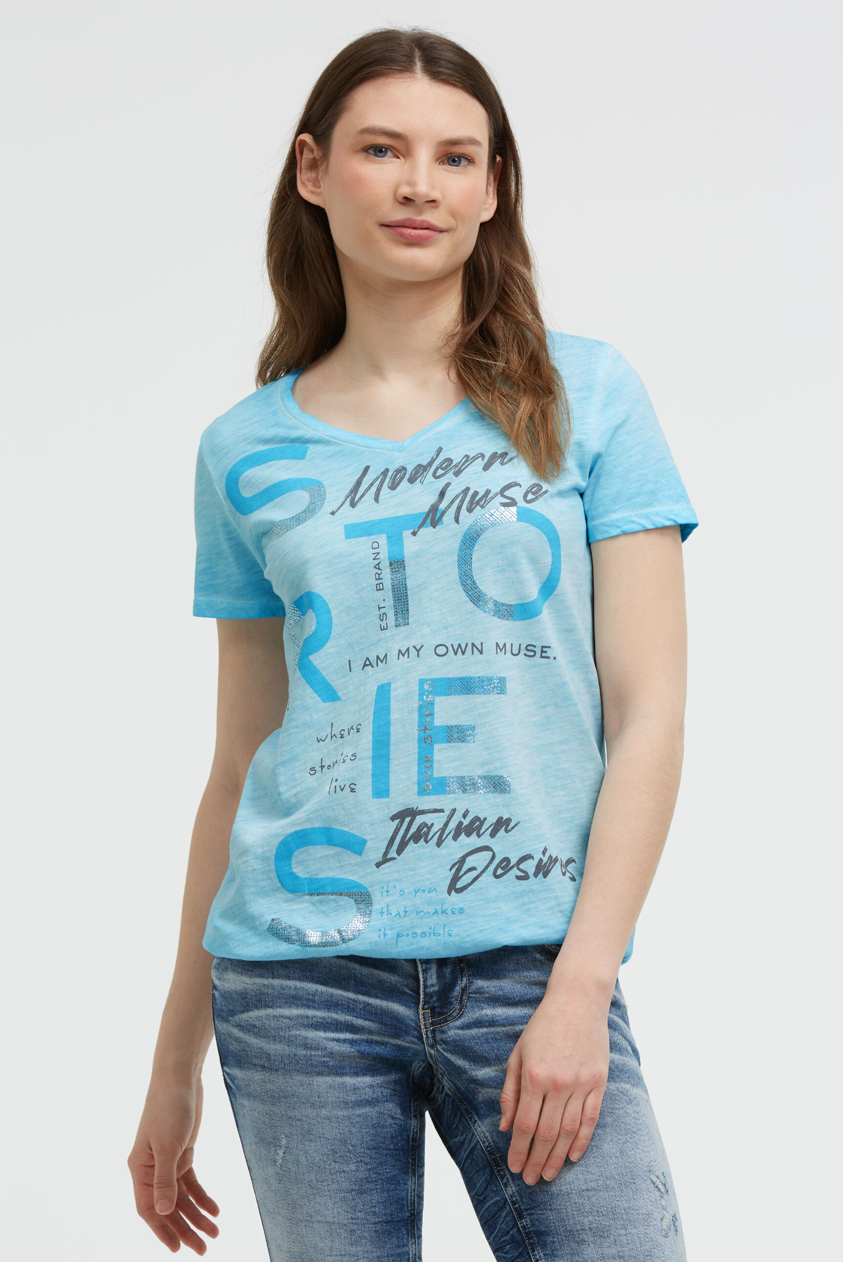 SOCCX V-Shirt aus Baumwolle