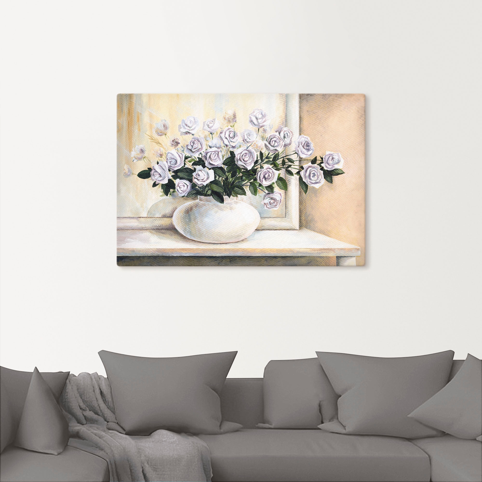 Artland Leinwandbild "Rosen auf Tisch II", Blumen, (1 St.), auf Keilrahmen günstig online kaufen