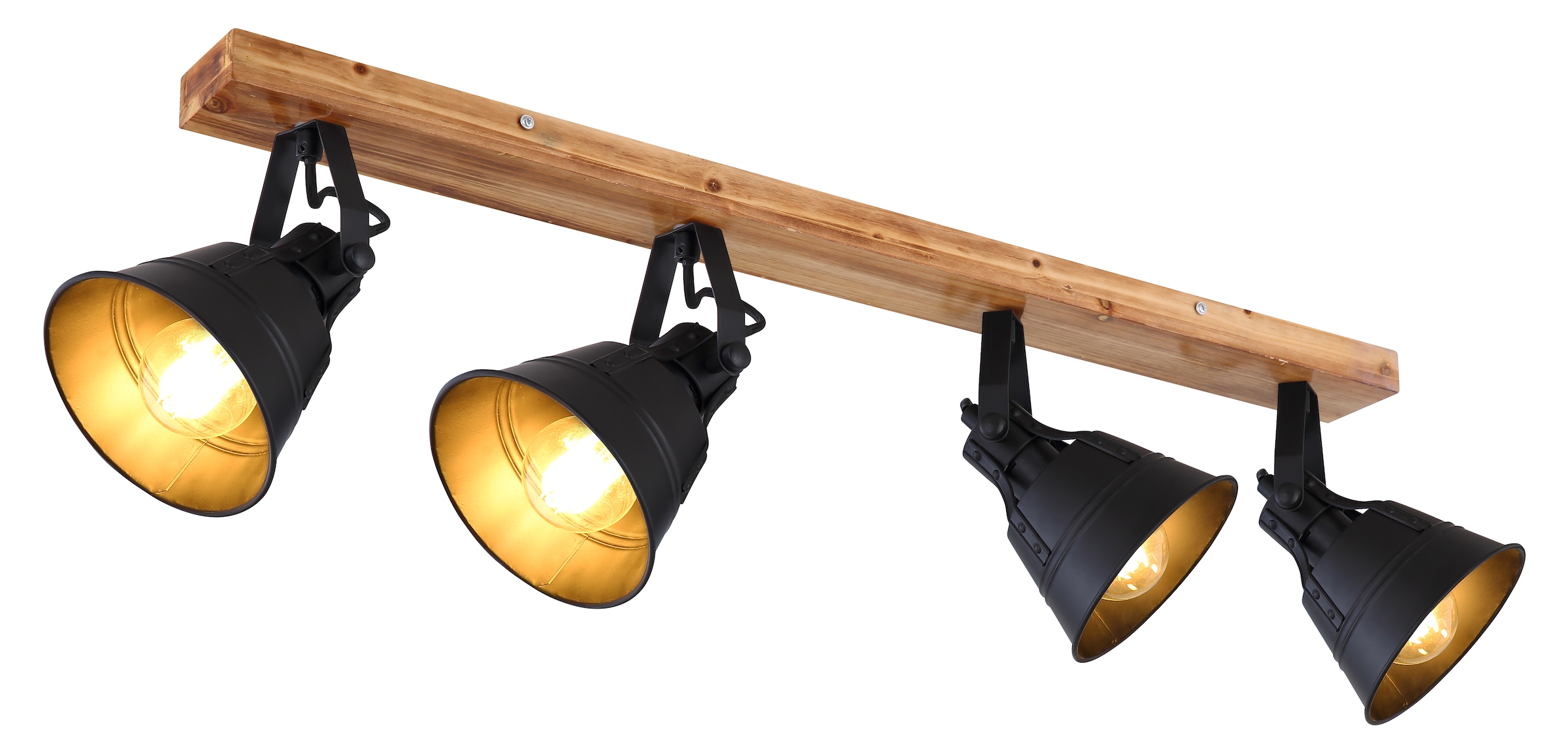GLOBO LIGHTING Deckenstrahler »GÜNTHER«, Leuchtmittel E27 | ohne Leuchtmittel, Strahler/Holz/schwarz matt/Wohnzimmer/Flur/Arbeitszimmer