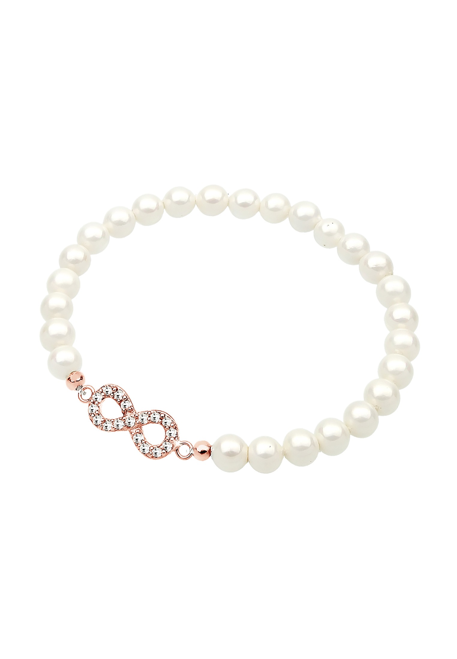 Elli Perlenarmband »Infinity Symbol Muschelkernperlen Weiß 925 Sterling Silber«