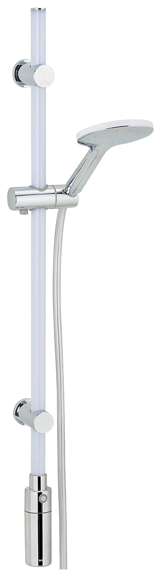 WENKO Stangenbrause-Set »Duschstange mit LED-Beleuchtung«, (3 tlg.), mit Duschkopf und Duschschlauch, inkl. wiederaufladbarer Einheit