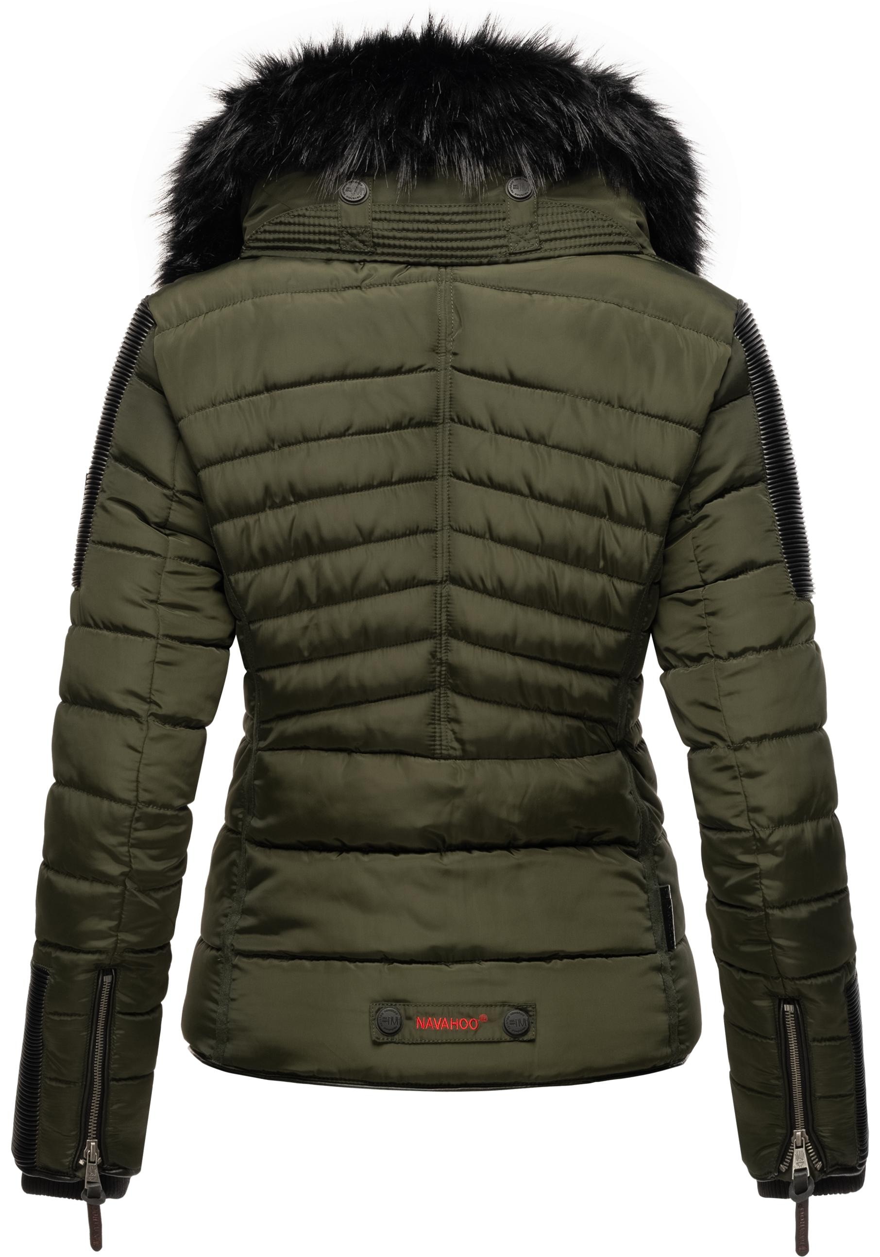 Navahoo Steppjacke »Yuki2«, ohne Kapuze, stylische Winterjacke mit edlem Kunstfell-Kragen