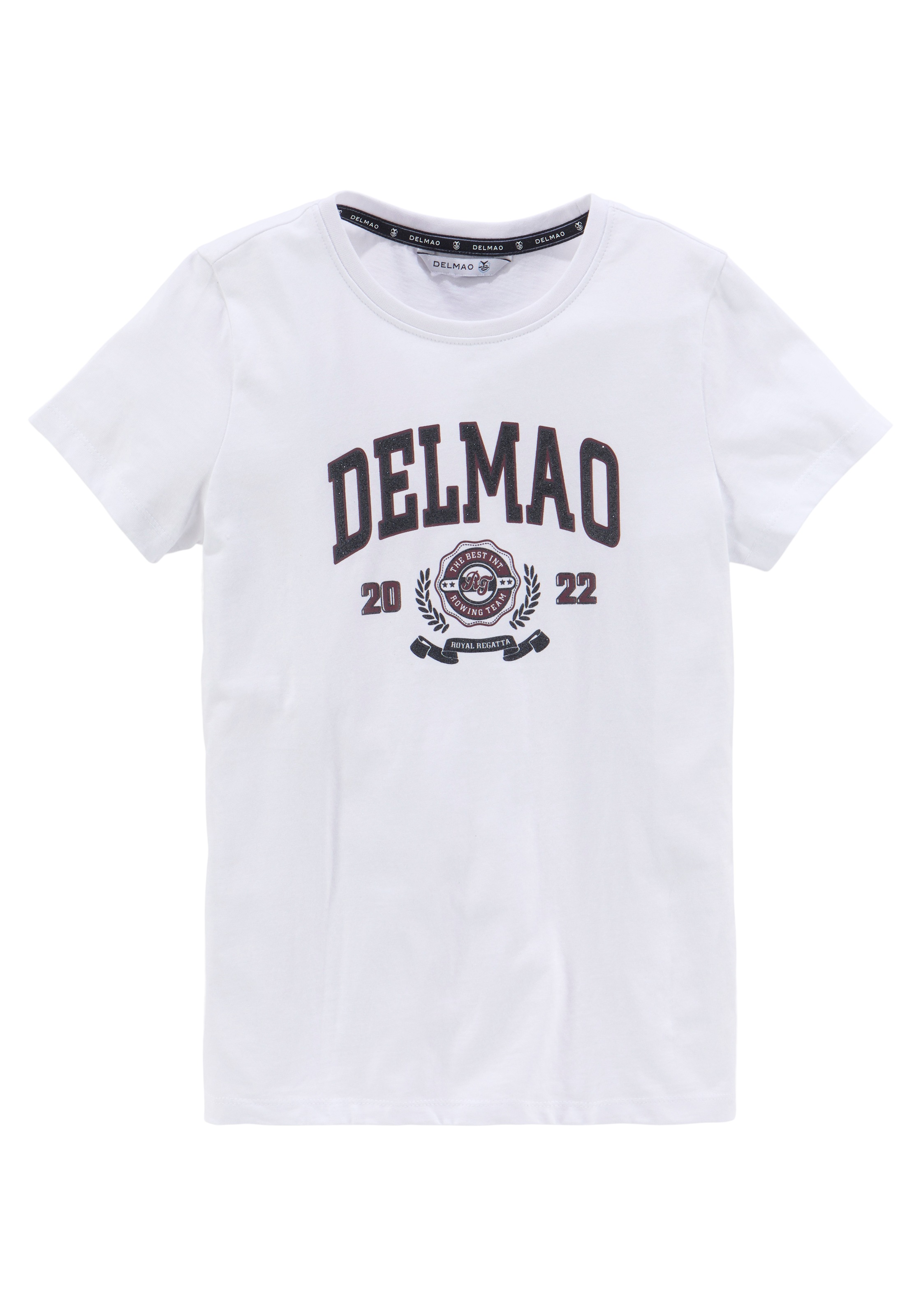 DELMAO T-Shirt »für Mädchen«, BAUR | mit Delmao-Glitzer-Print kaufen online großem