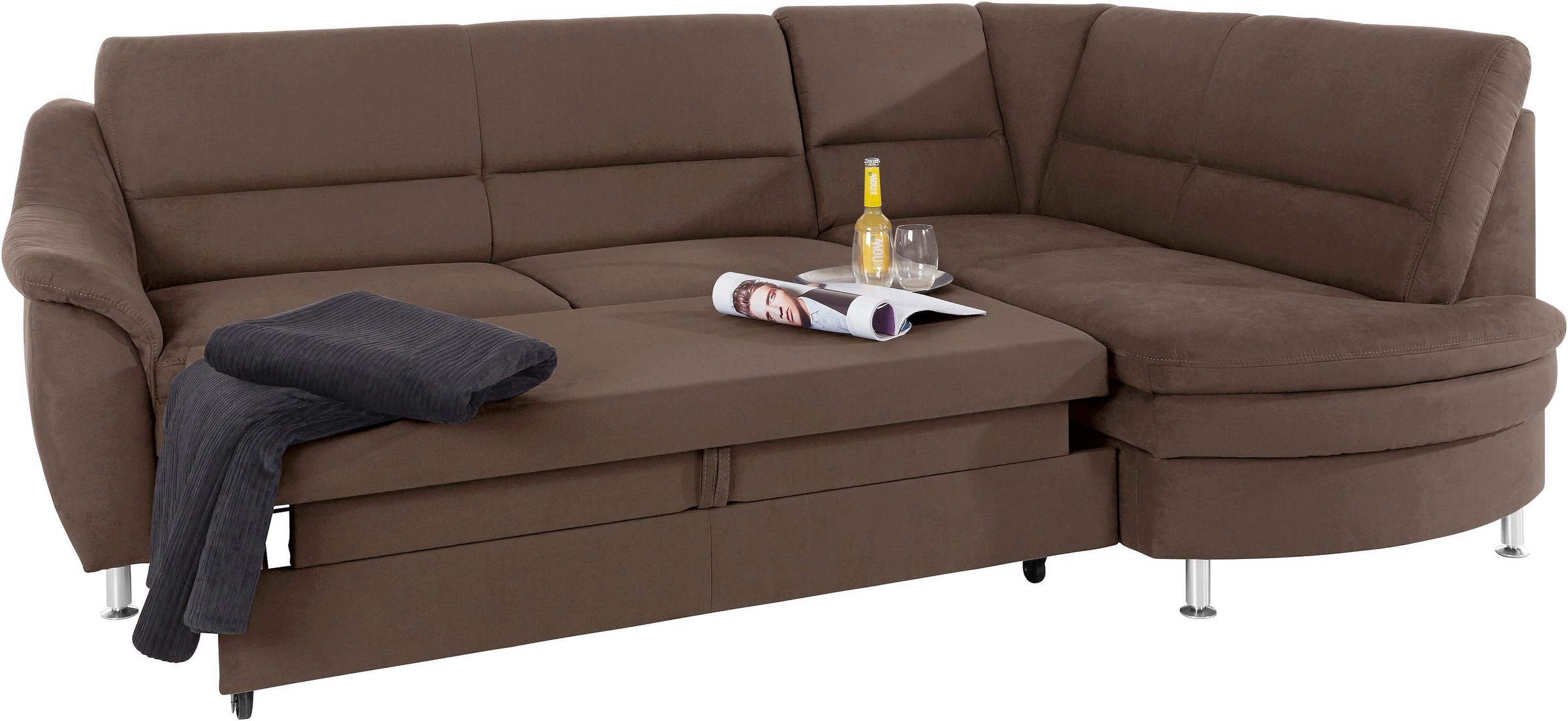 Places of Style Ecksofa »Cardoso L-Form«, Federkern, wahlweise mit Bett, Schubkasten