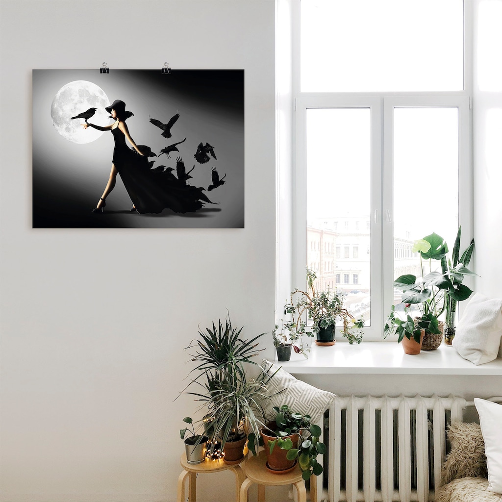 Artland Wandbild »Die Frau mit den Raben«, Animal Fantasy, (1 St.)