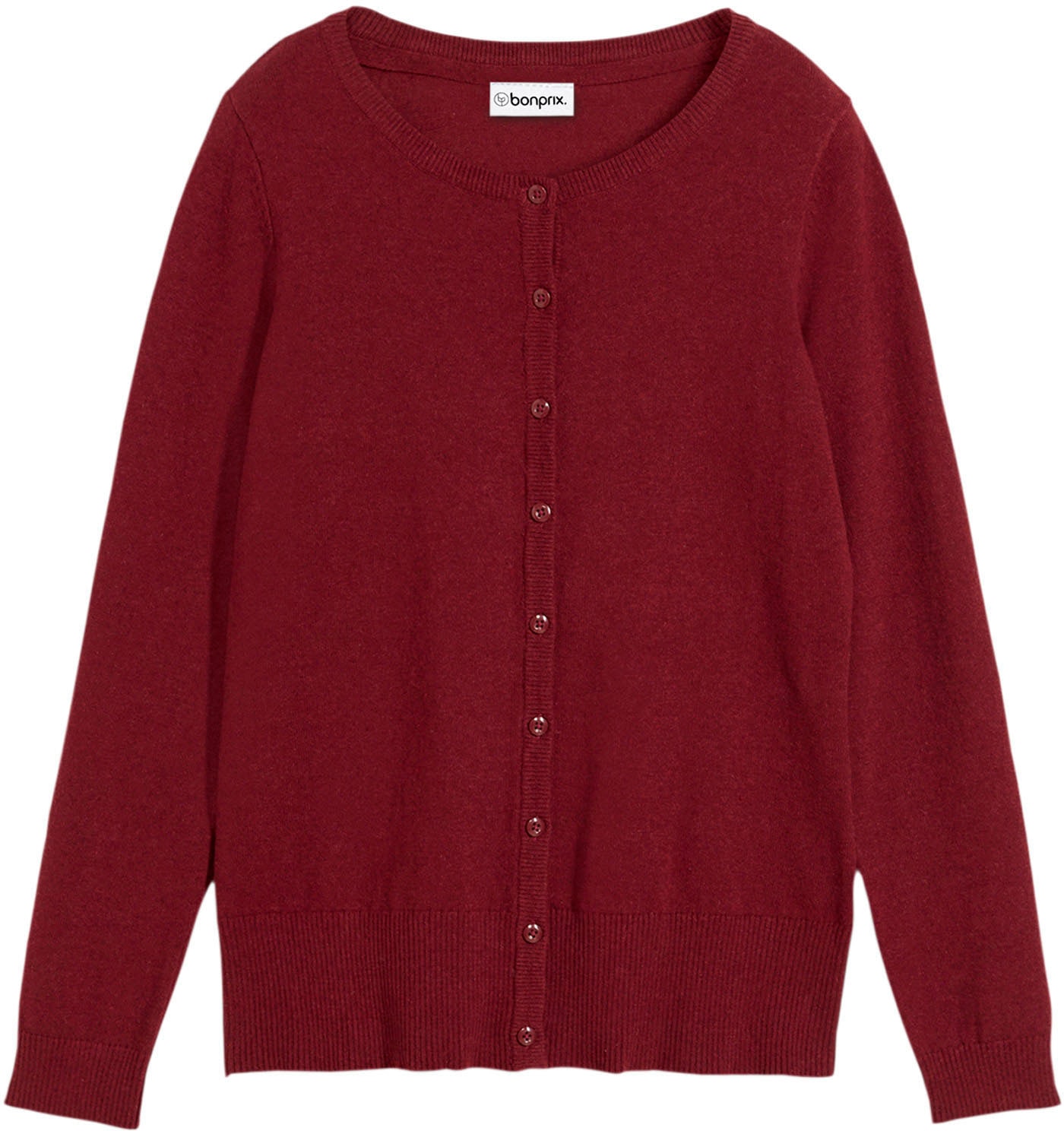 bonprix Strickjacke gerade Passform, unifarben, aus Baumwollmischung, mit Knopfleiste