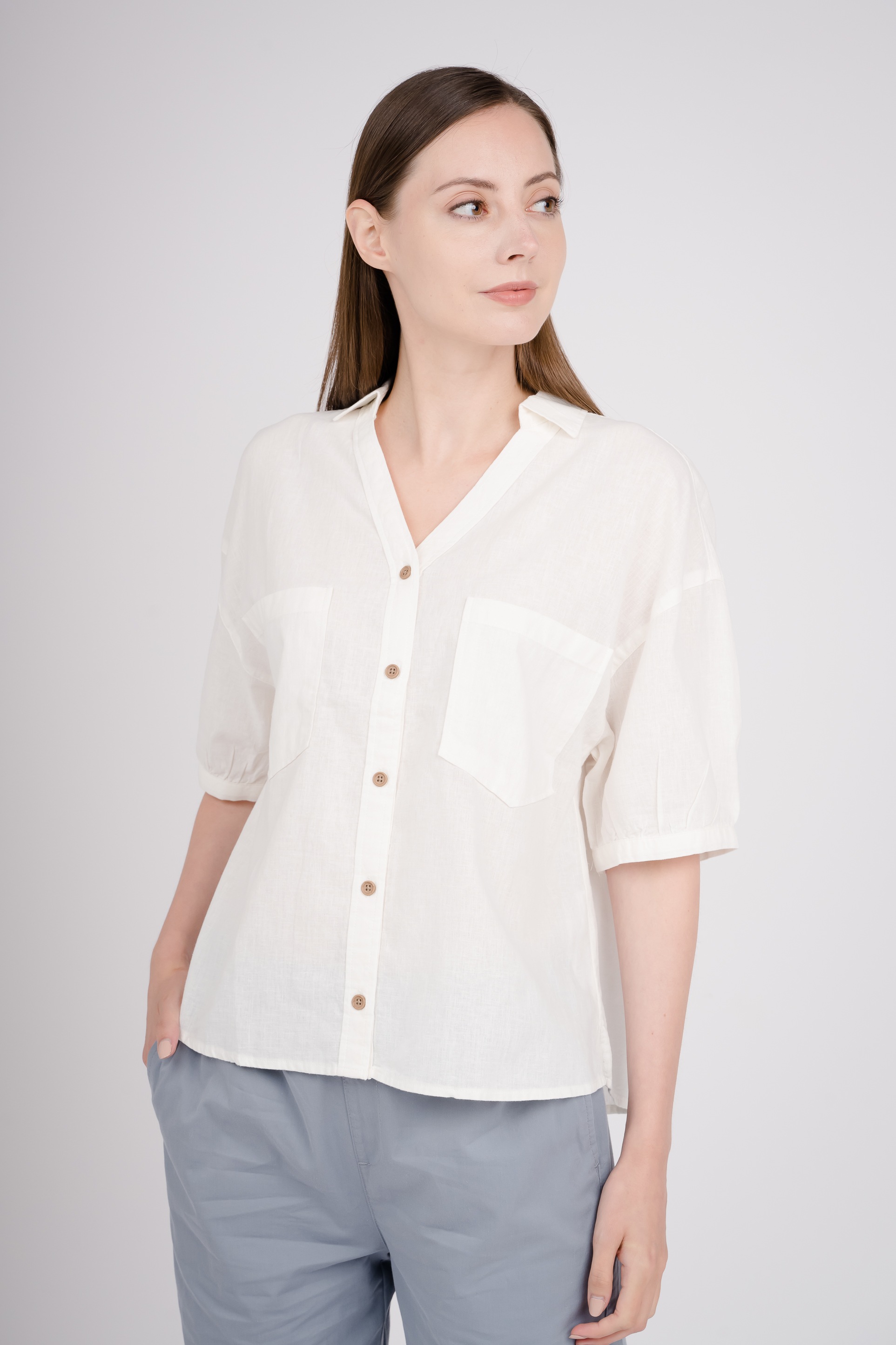 GIORDANO Klassische Bluse, mit schicken Puffärmeln