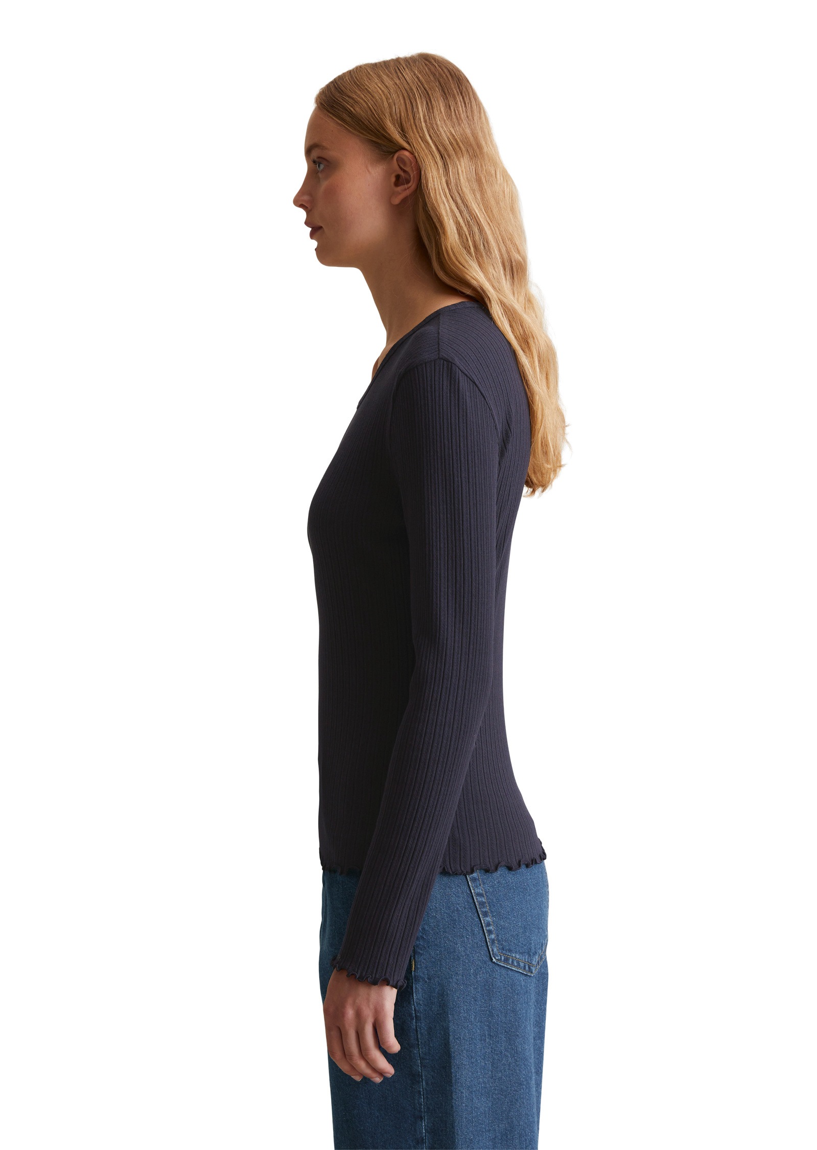 Marc OPolo DENIM Langarmshirt "aus modernem Ribbjersey" günstig online kaufen