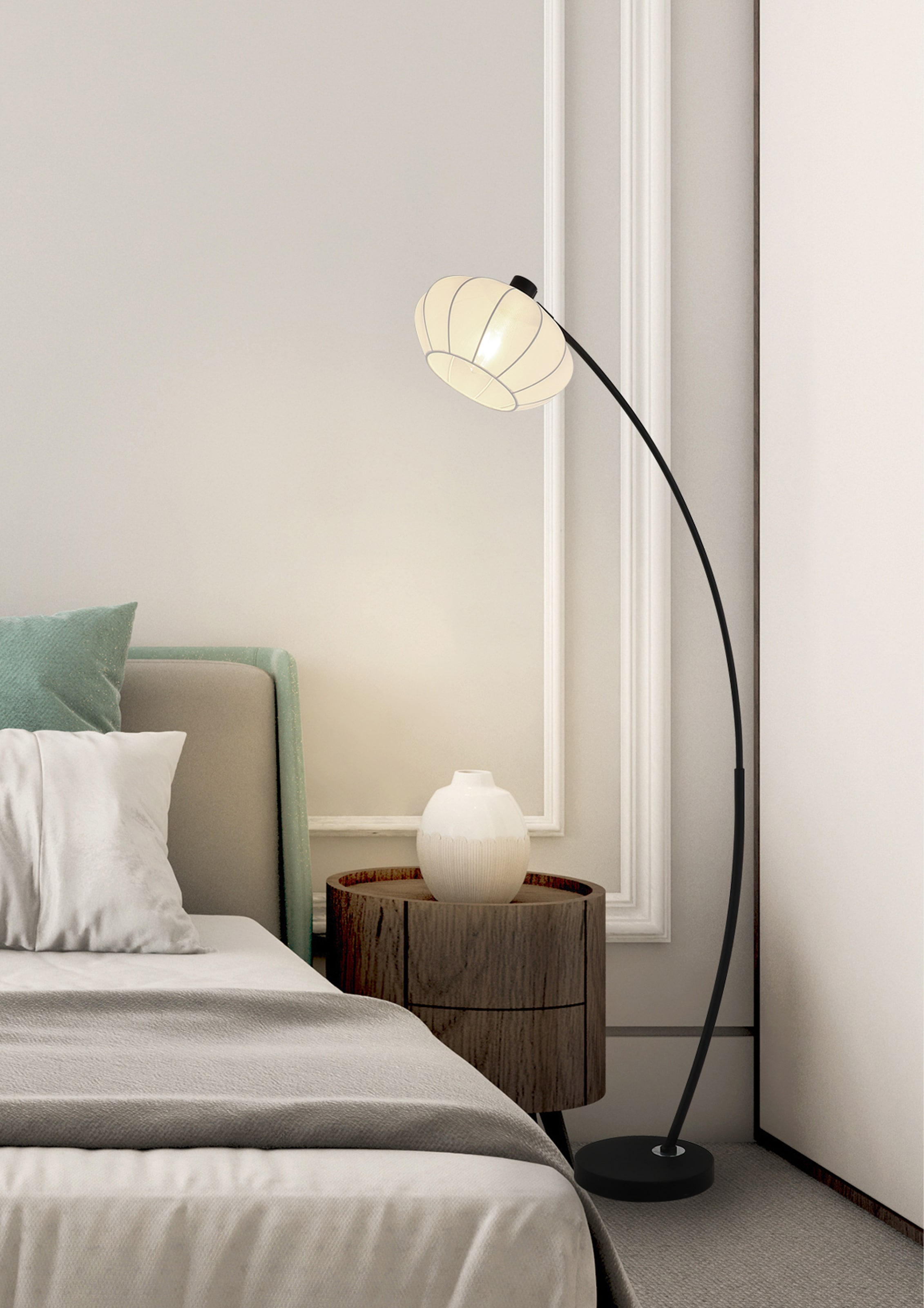 Searchlight Stehlampe »Radian 1Lt Stehleuchte, schwarzes Metall mit weichem Stoffschirm« E27 1 Stk.