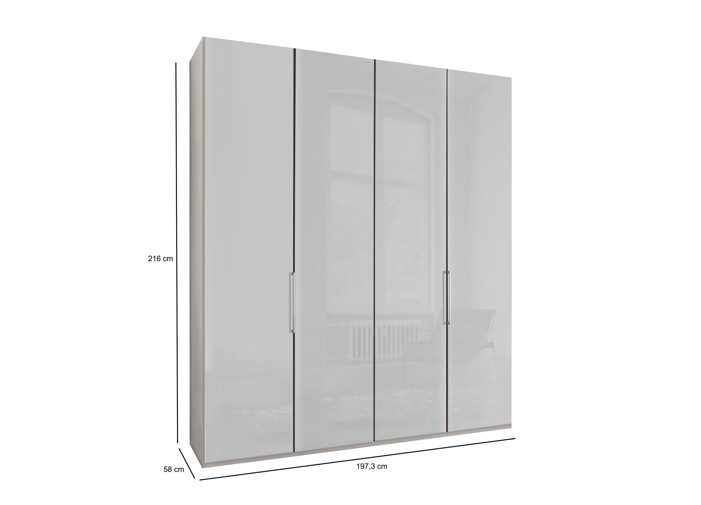 WIEMANN Drehtürenschrank »Monaco, Made in Germany, edle Glasfront, in verschiedenen Farben,«, hochwertige Beschlägen inkl. Dämpfung