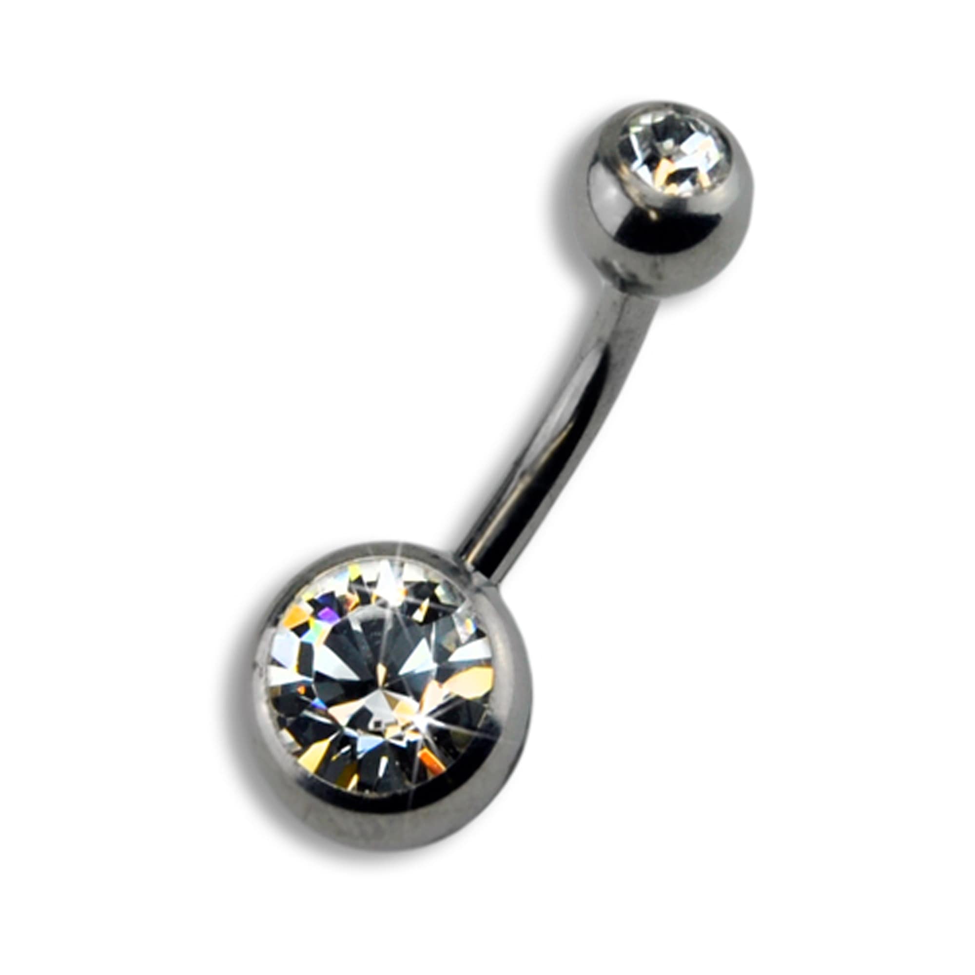 Zeeme Bauchnabelpiercing »Titan silberfarben Kristall weiß«