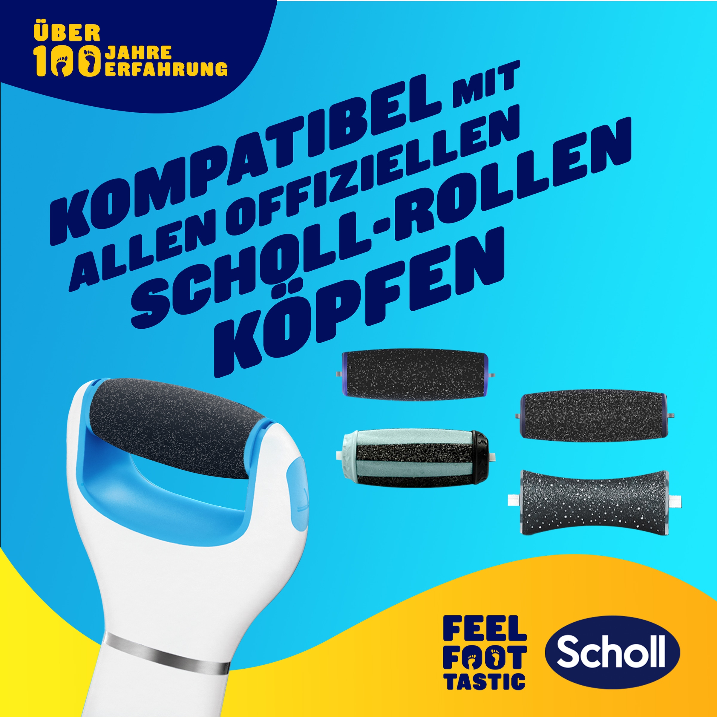 Scholl Elektrischer Hornhautentferner »Expert Care, Hornhaut Entfernung für seidig weiche Füße«, (Packung), mit Meeresmineralien Rolle für präzise Ergebnisse