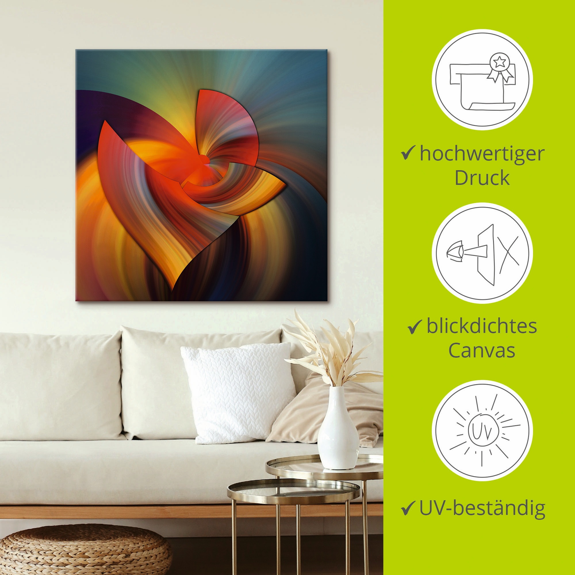 Artland Wandbild »Abstraktes in bunt«, Muster, (1 St.), als Leinwandbild, Poster, Wandaufkleber in verschied. Größen