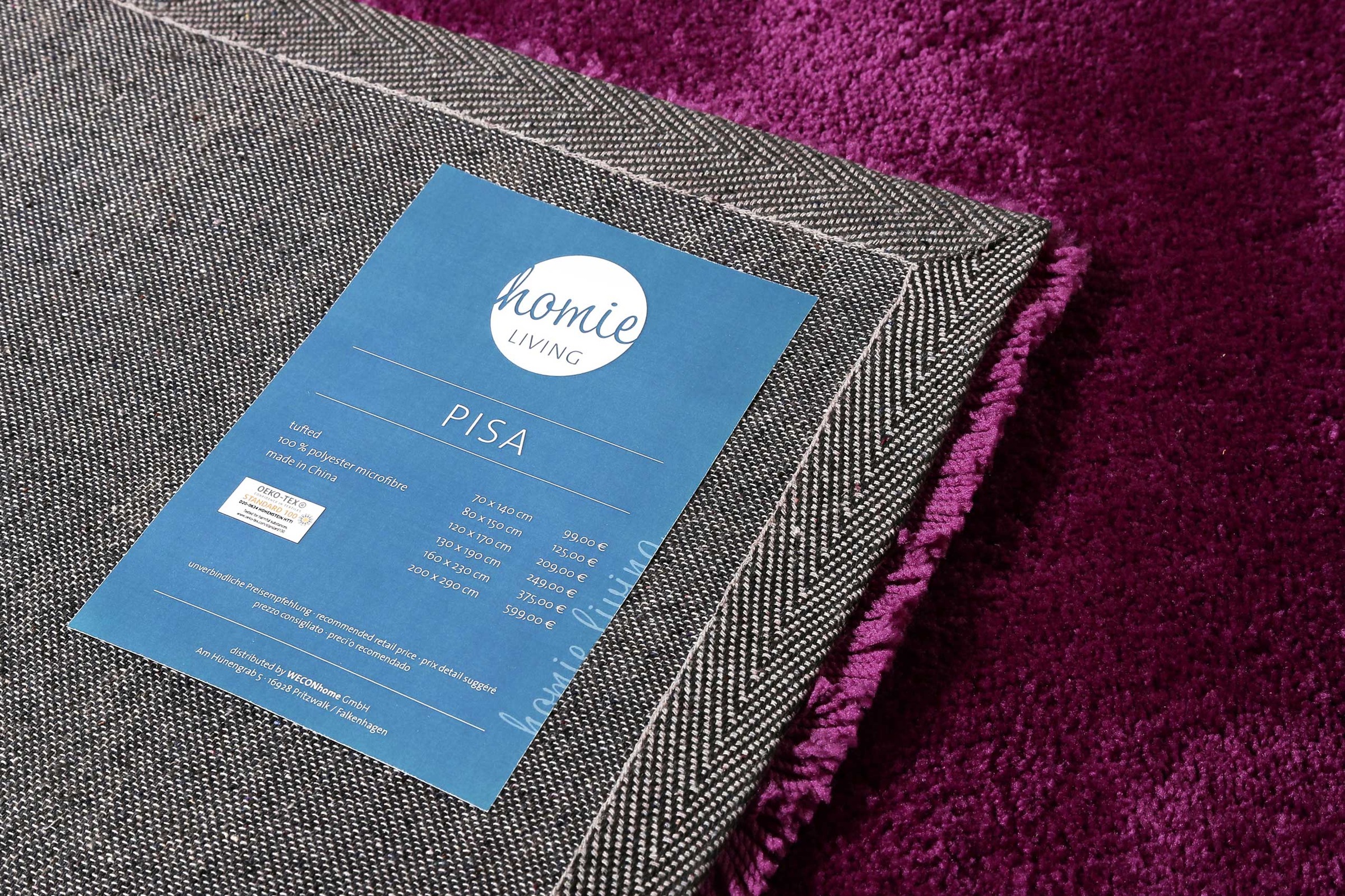 Homie Living Teppich »Pisa«, rund, 25 mm Höhe, Hochflor, Microfaser, uni, weich, Shaggy, Wohnzimmer, Schlafzimmer