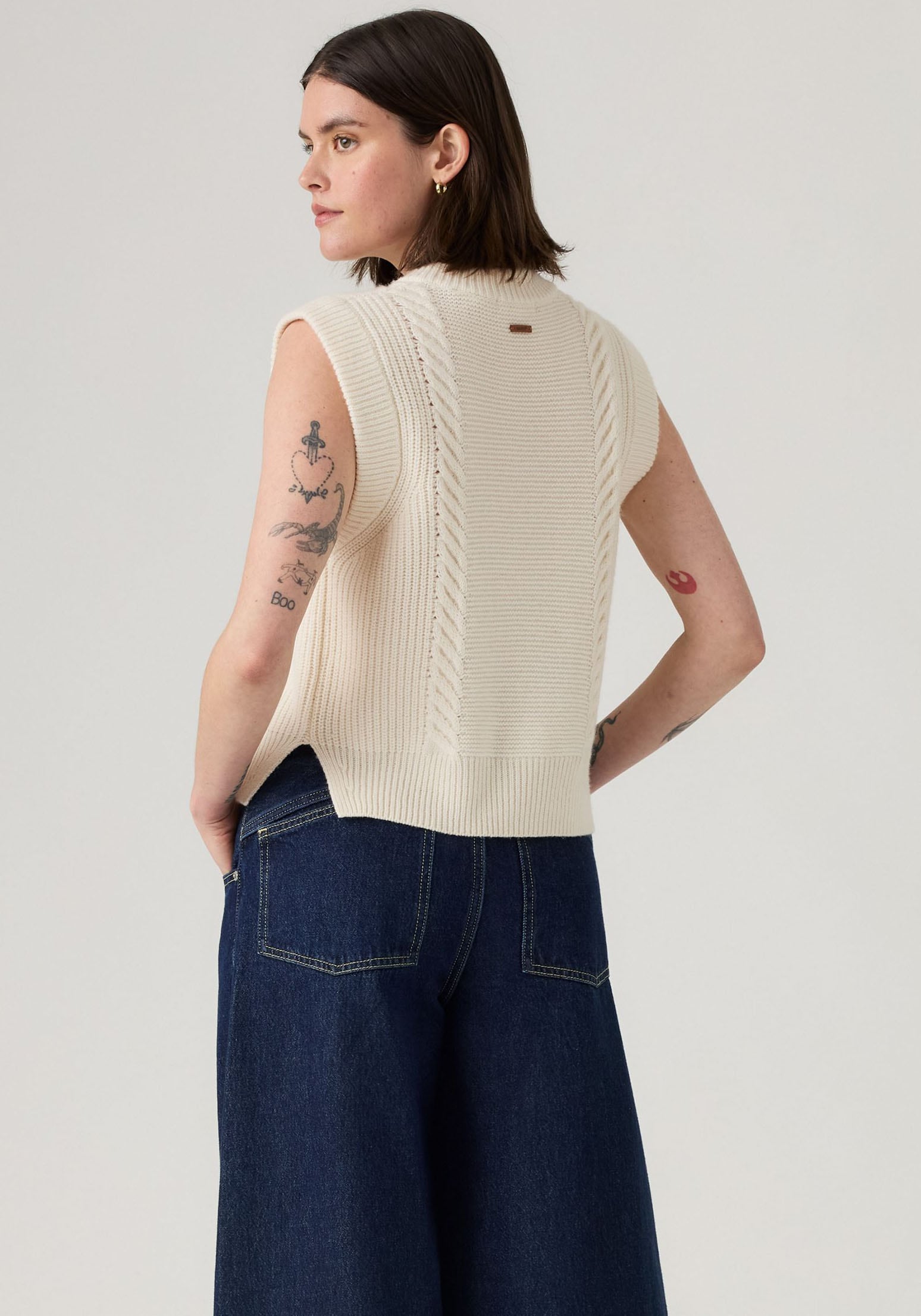 Levi's® Strickweste »INES CABLE SWEATE«, Materialmix mit Wollanteil