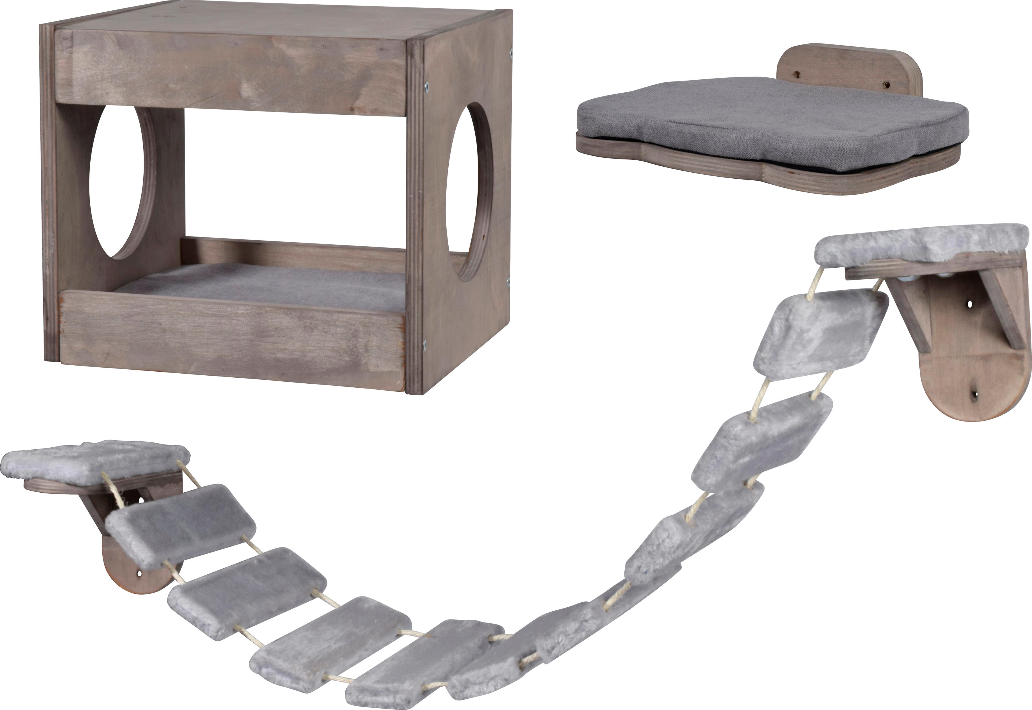 Tierbett, 3-tlg., mit Katzenleiter und Liegefläche