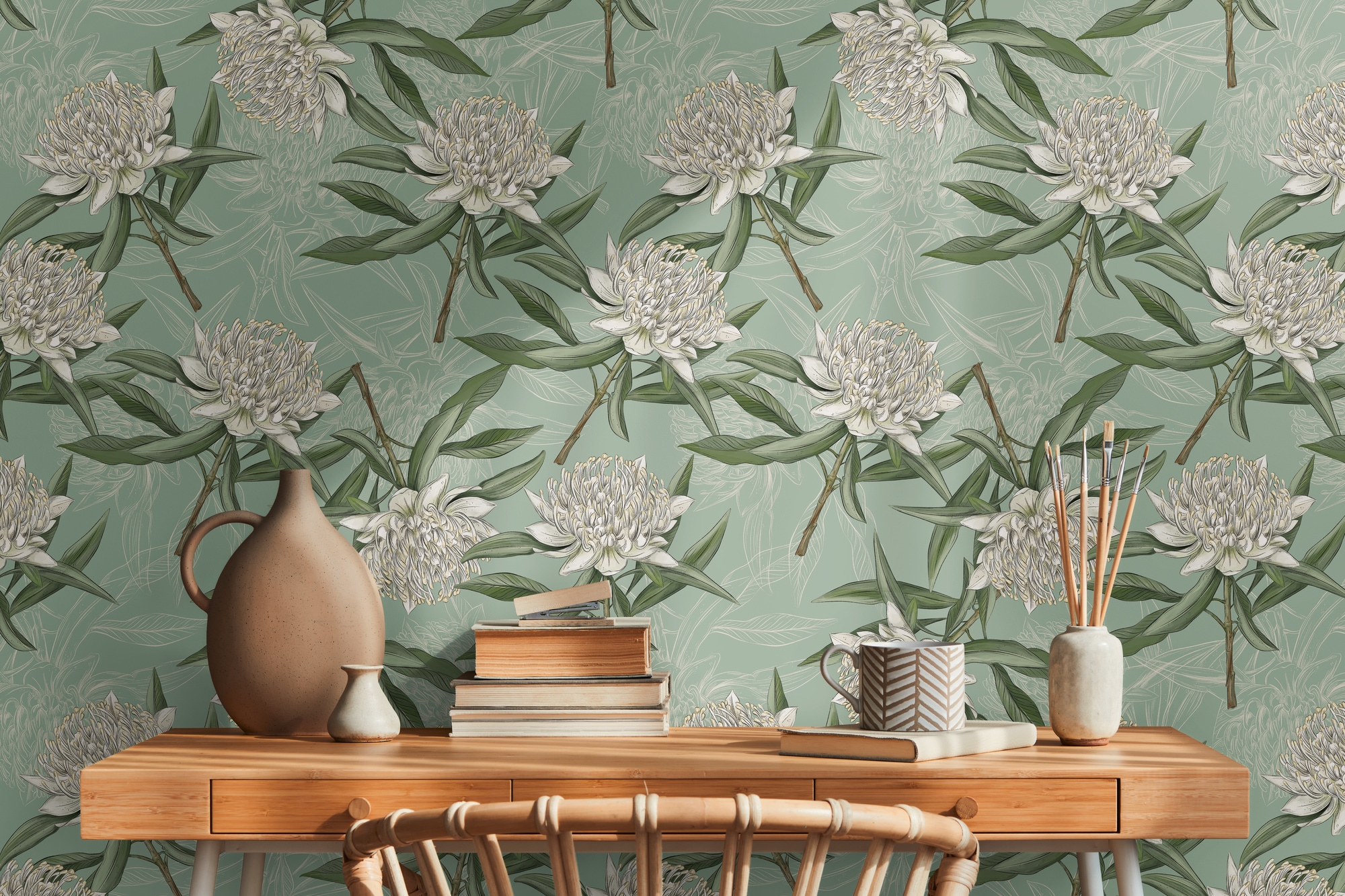 living walls Vliestapete "Drawn Into Nature florale Tapete Mustertapete Pflanzen Natur" matt strukturiert Vliestapete Blätter für Schlafzimmer Küche Wohnzimmer Floral Design