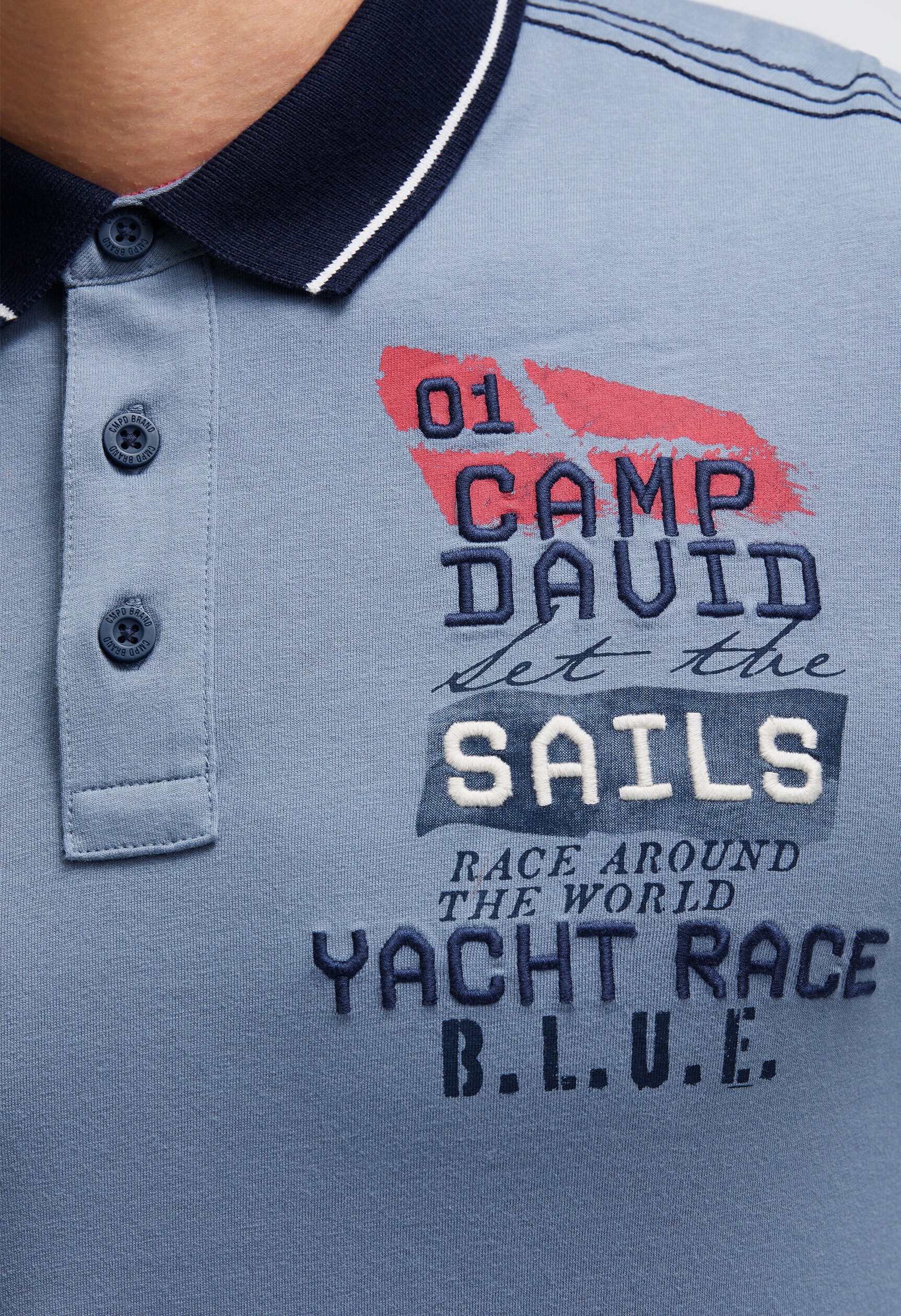 CAMP DAVID Langarm-Poloshirt aus Baumwolle
