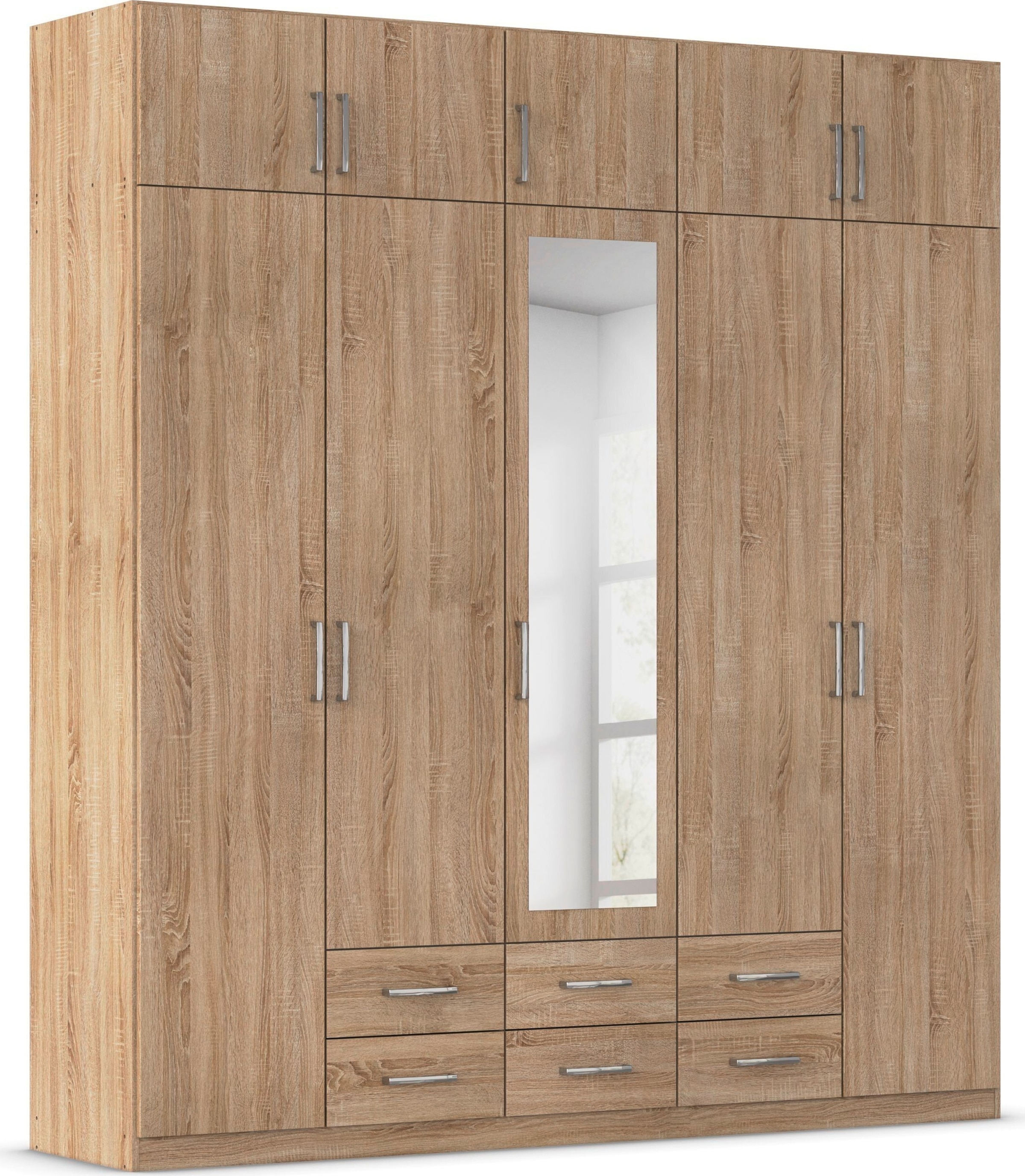 rauch Kleiderschrank "Schrank Garderobe Wäscheschrank GAMMA in 4 Breiten 91-226 cm" 3 verschiedene Ausstattungen BASIC/CLASSIC/PREMIUM (inkl. SOFT-CLOSE), mit Schubladen und Schrankaufsatz sowie Spiegel MADE IN GERMANY