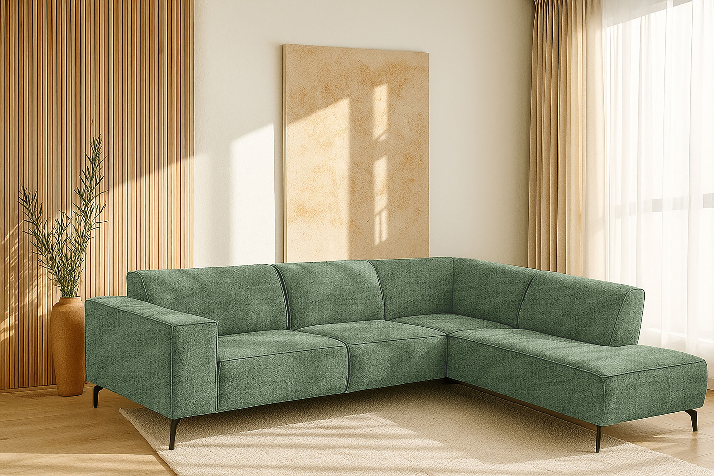Home affaire Ecksofa "LORCAN mit Metallfüßen, Breite 275 cm, weiches Sitzgefühl" Metallfüße, Lederoptik, Struktur, Bouclé