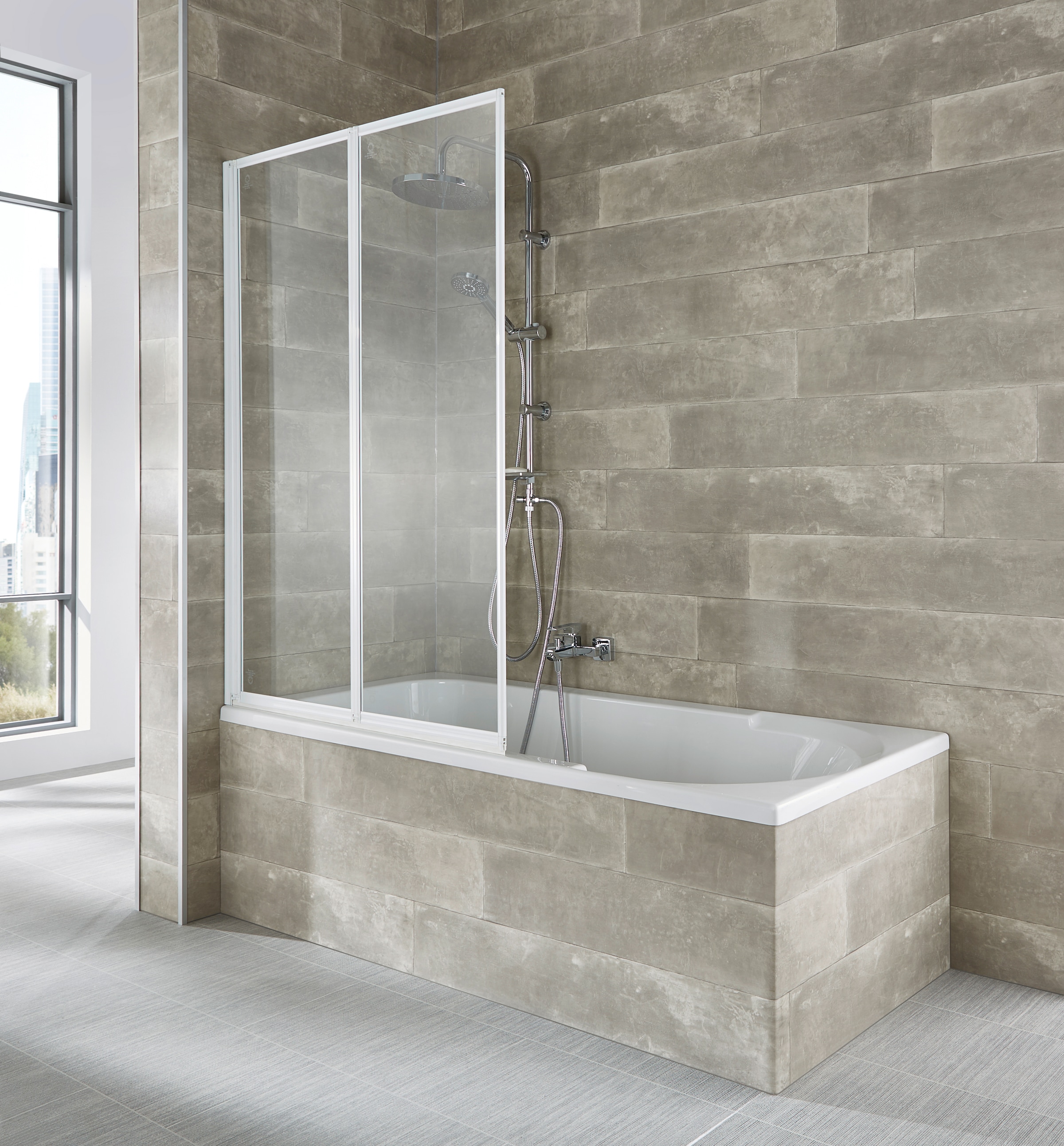 Badewannenaufsatz WELLTIME, B:100cm H:140cm, weiß, Duschwände, "Nassau", Komplett zusammenfaltbar