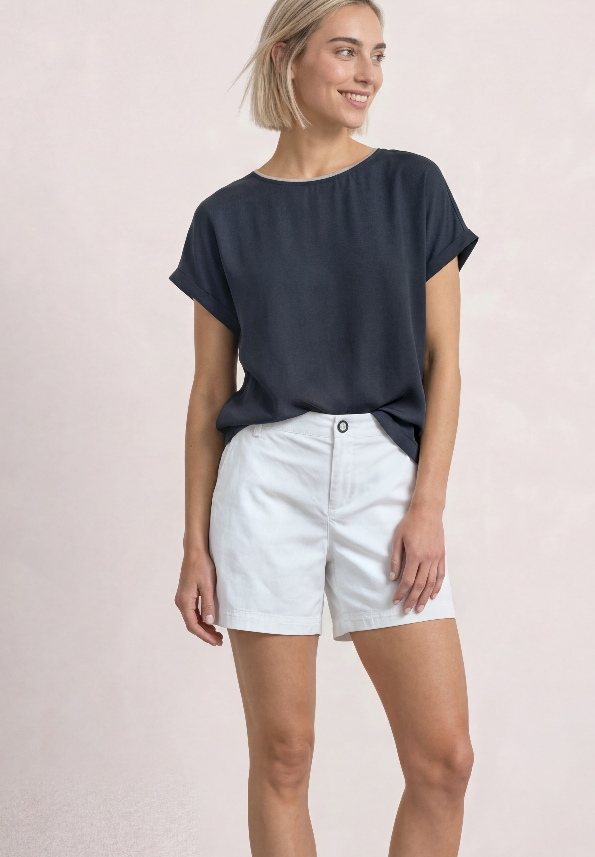 STREET ONE 2-in-1 Sommershirt aus Chiffon mit Boat Neck
