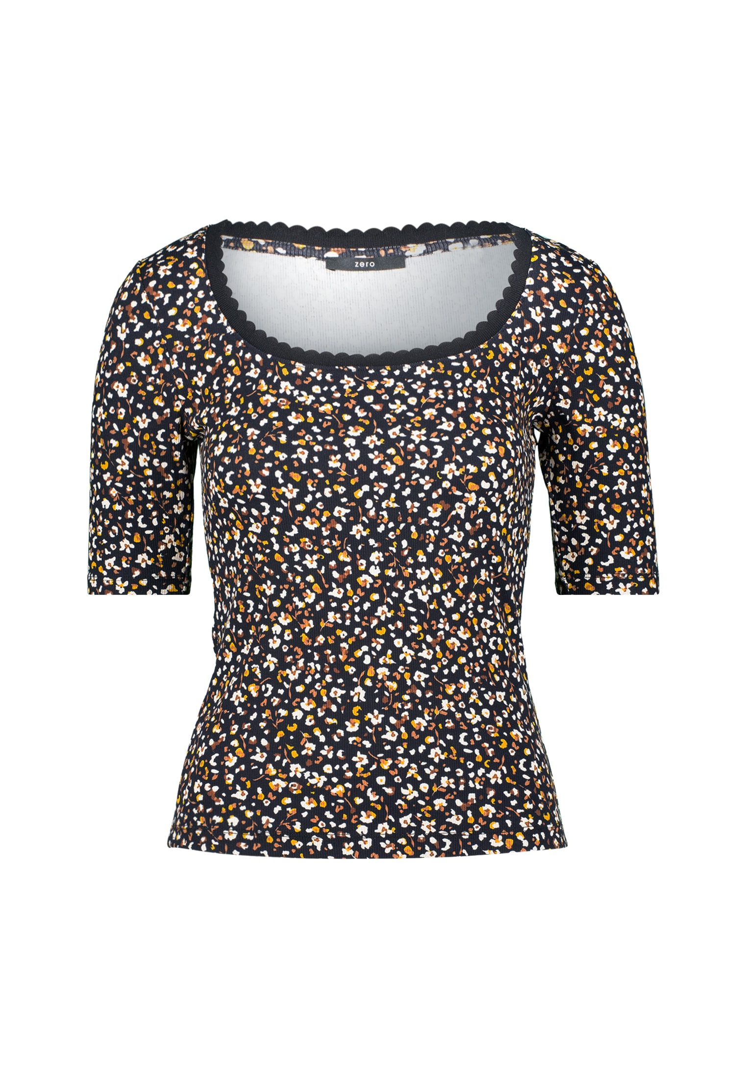 Zero Kurzarmshirt »zero Blumenshirt mit Wellensaum«, (1 tlg.), weiteres Detail