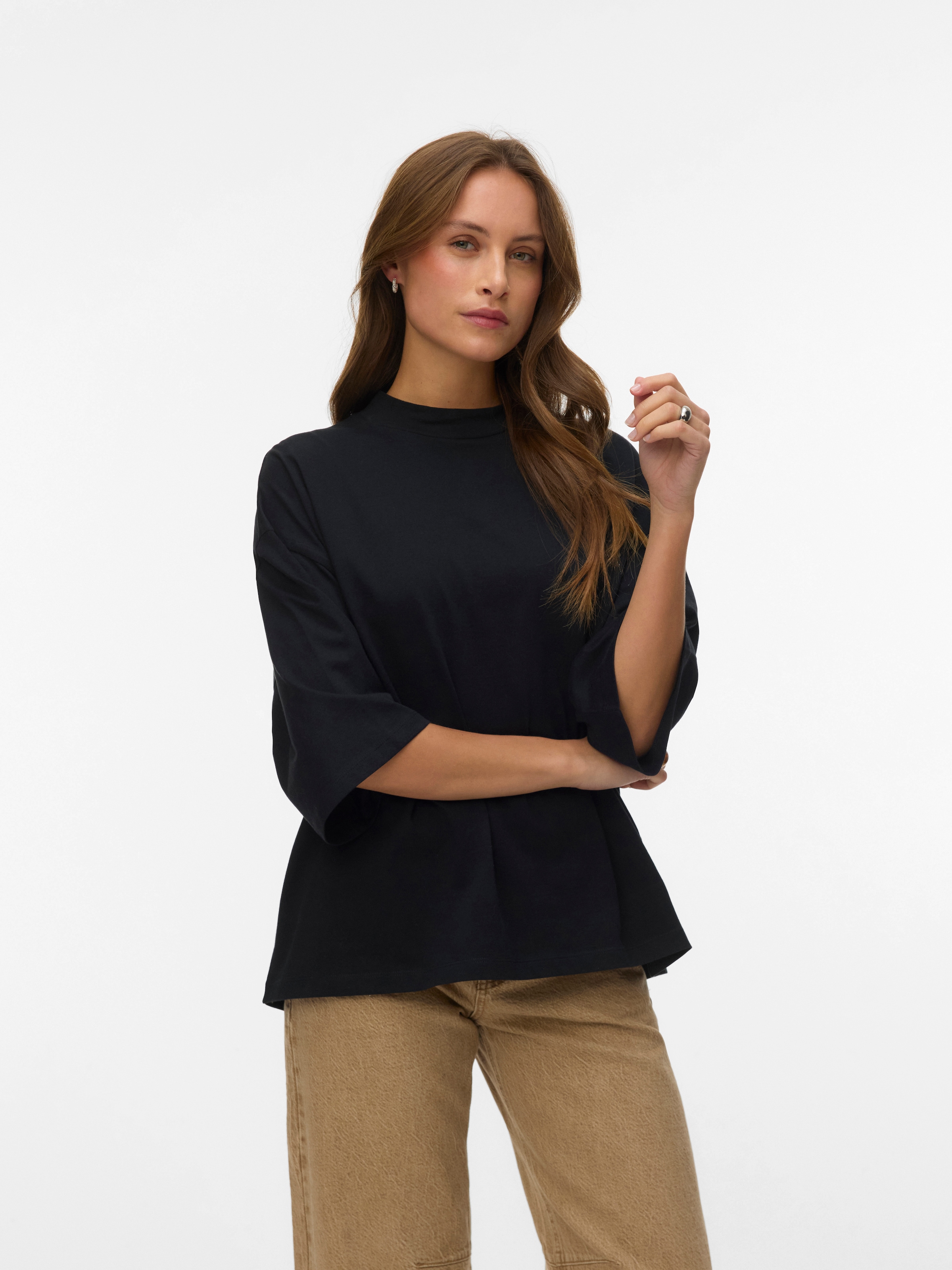 Vero Moda Kurzarmshirt "VMMOLLY 3/4 TOP JRS NOOS" Baumwolle, loose fit günstig online kaufen