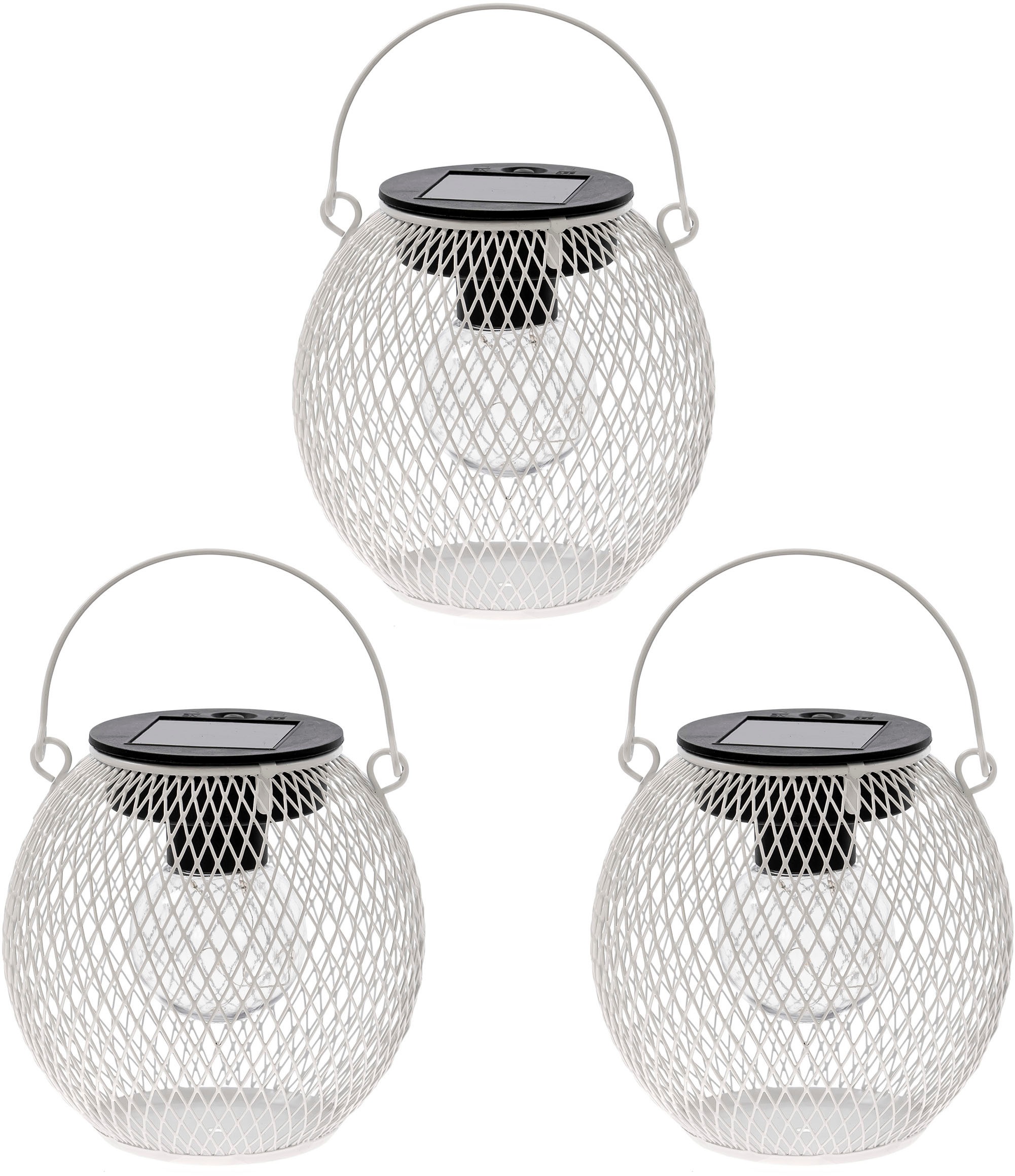 LED Solarleuchte OTTO HOME, H:12,3cm Ø:12,5cm, weiß, Garten, Leuchten, "Aaddis, LED-Metalllaterne, 3er Set", einzeln positionierbar