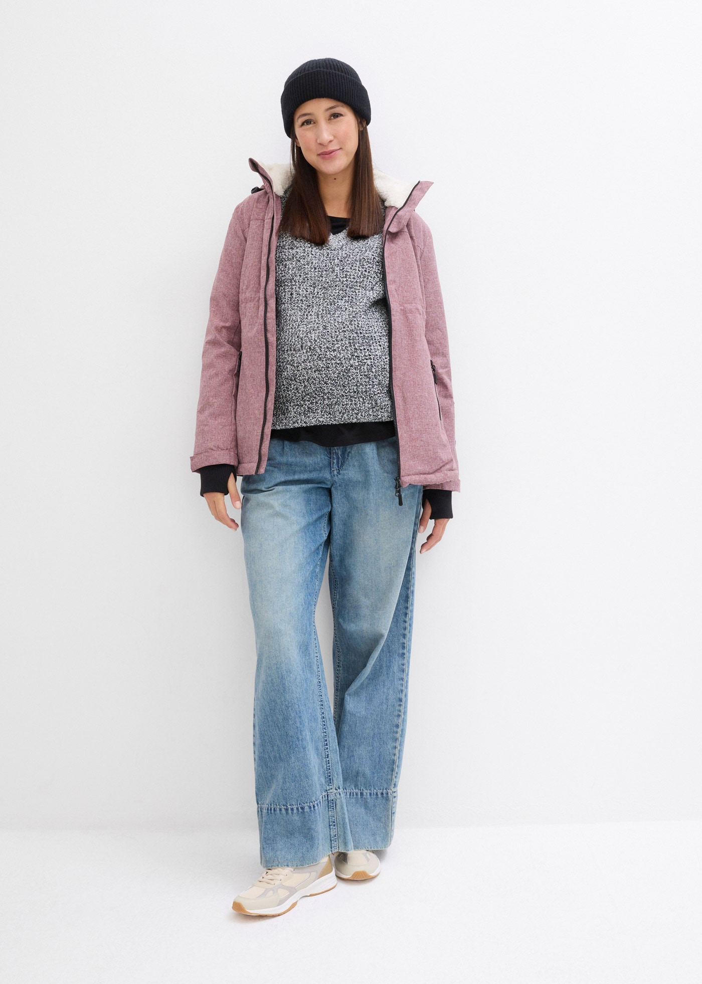 bonprix Umstandsjacke mit Kapuze regen- und windabweisendes Obermaterial, herausnehmbarer Trageeinsatz