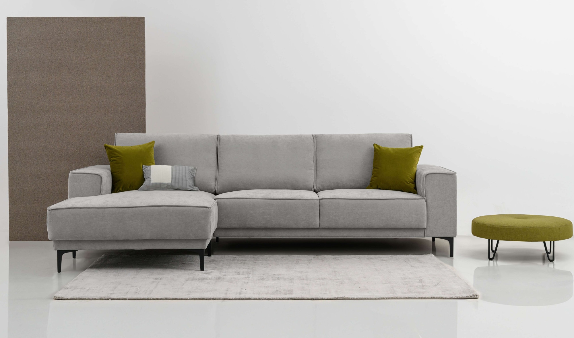 OTTO home Ecksofa "OLAND Struktur fein L-Form, B: 280 cm, Skandi-Design" L-Form, 280 cm, Wellenunterfederung, Skandi-Design, Metallfüße