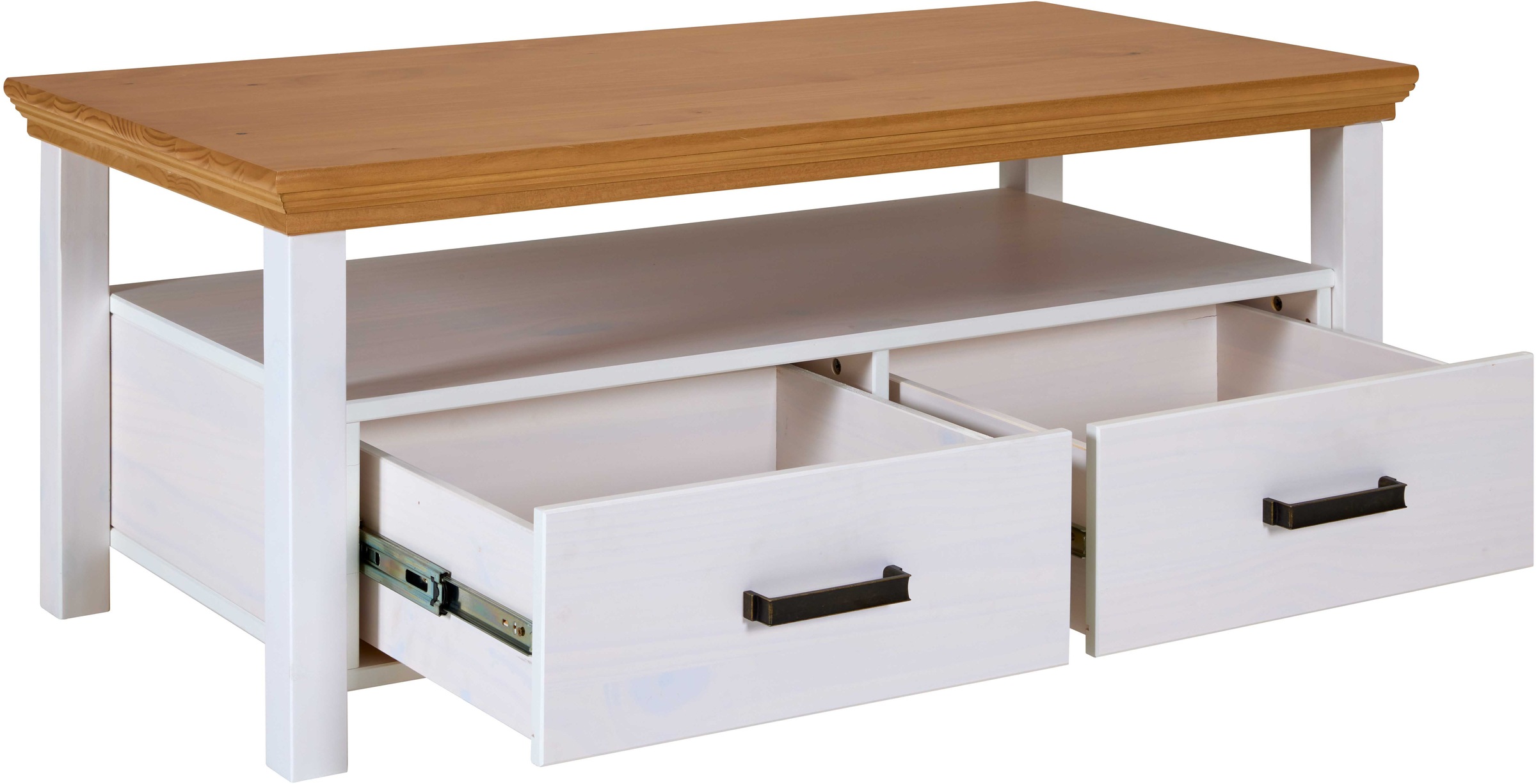 Inter Link Couchtisch »Maluno« 1 Stk. tlg. Kiefer Massiv, Soft-Close, Stauraum, BxTxH: ca. 119,40 x 60 x 49 cm