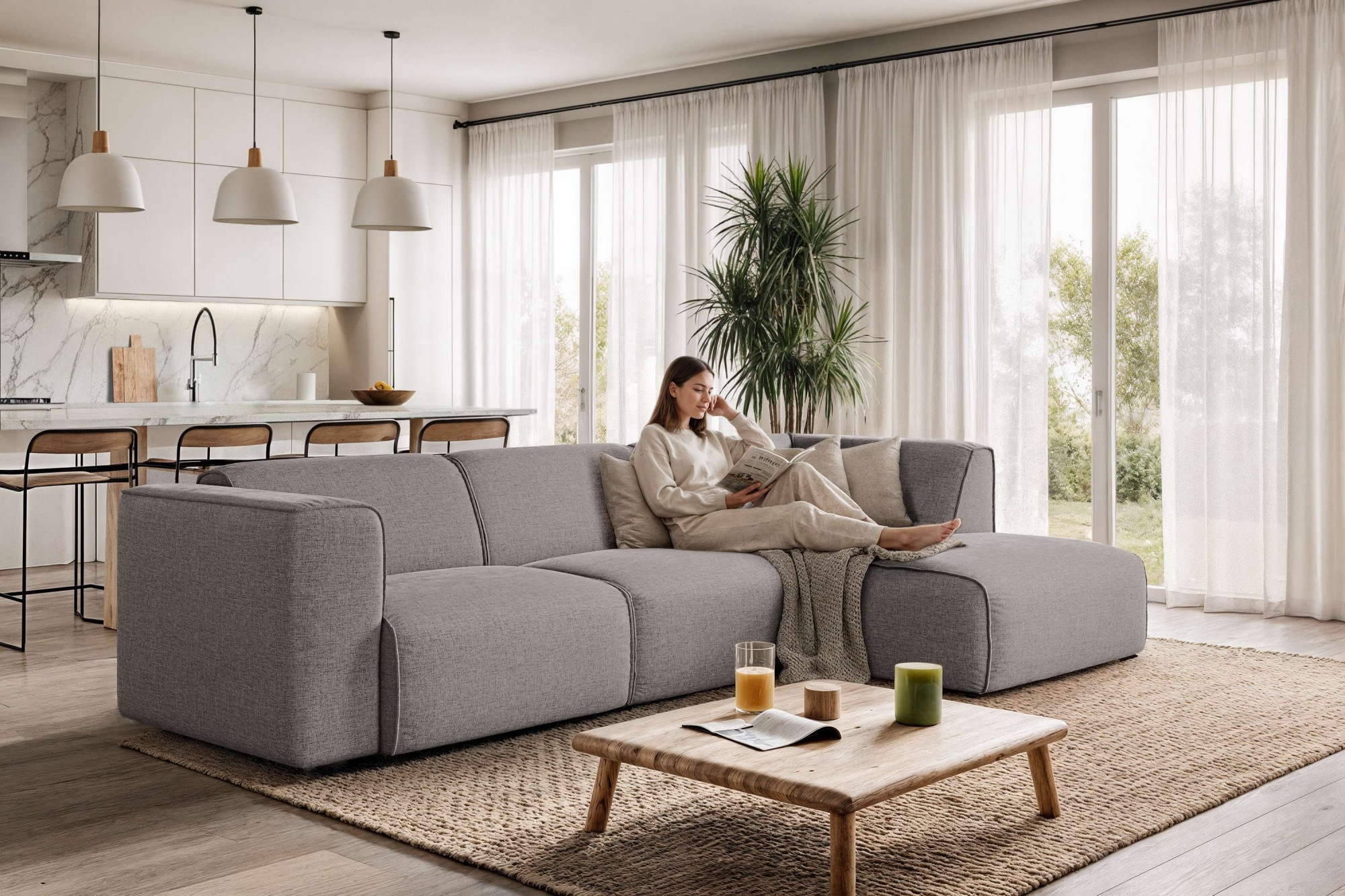 OTTO home Ecksofa "Merid L-Form, B: 295 cm - OTTO. Verlässliche Qualität." jederzeit durch Module erweiterbar