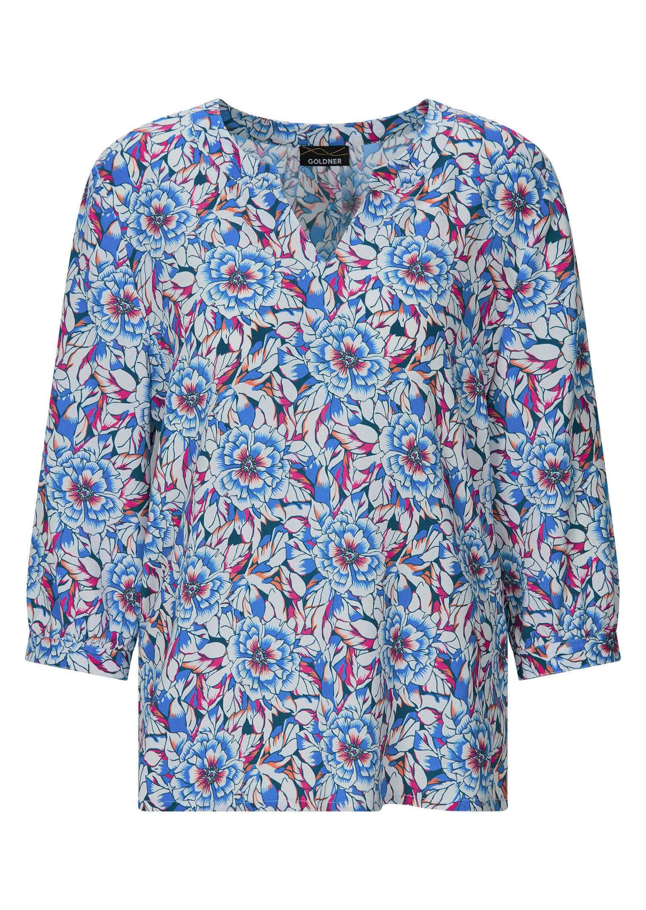 GOLDNER Schlupfbluse "Kurzgröße Viskose-Bluse mit Blumenmuster" günstig online kaufen