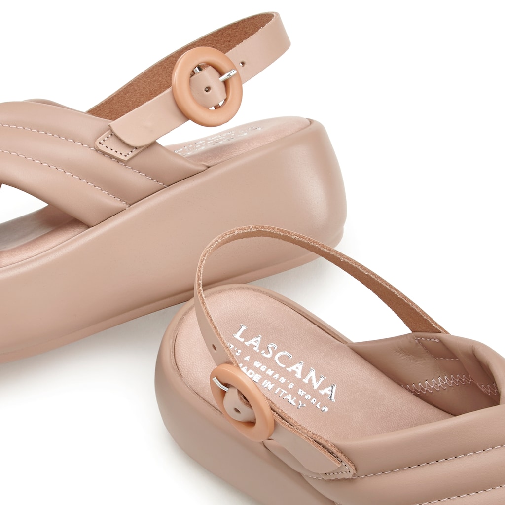 LASCANA Plateausandale, Sandalette aus Leder mit modischem Plateau