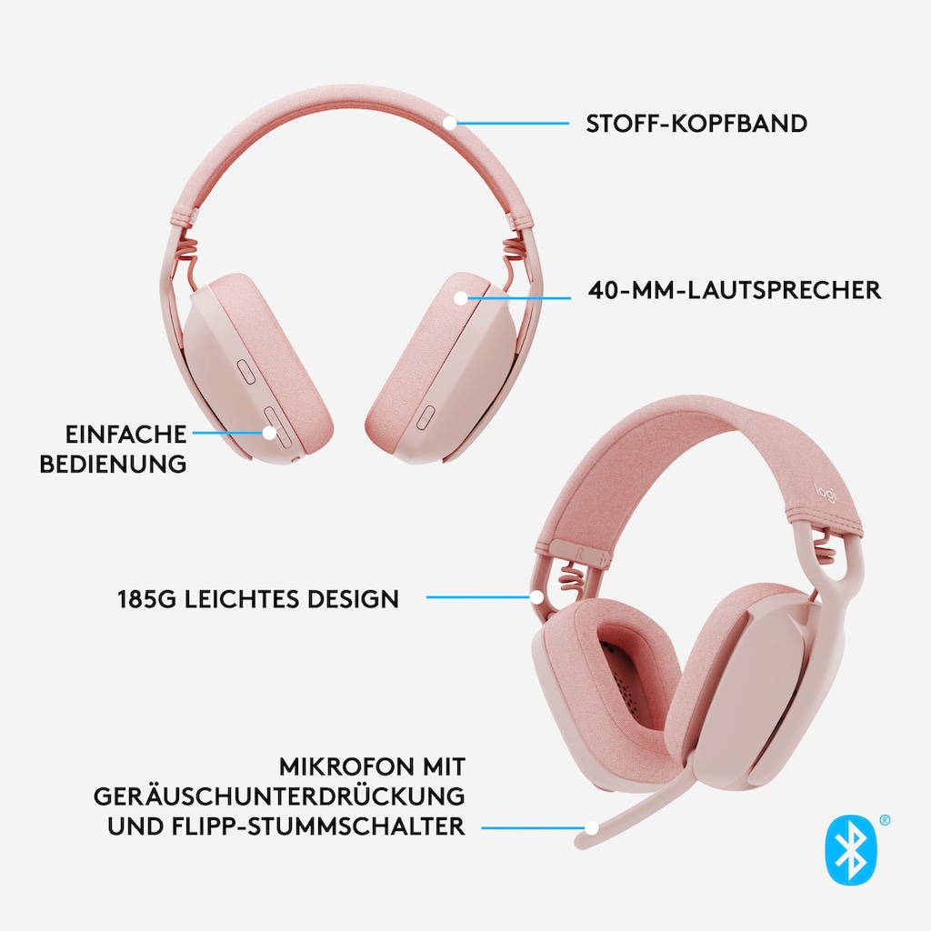 Logitech Gaming-Headset »Zone Vibe 100«, Bluetooth, Noise-Cancelling