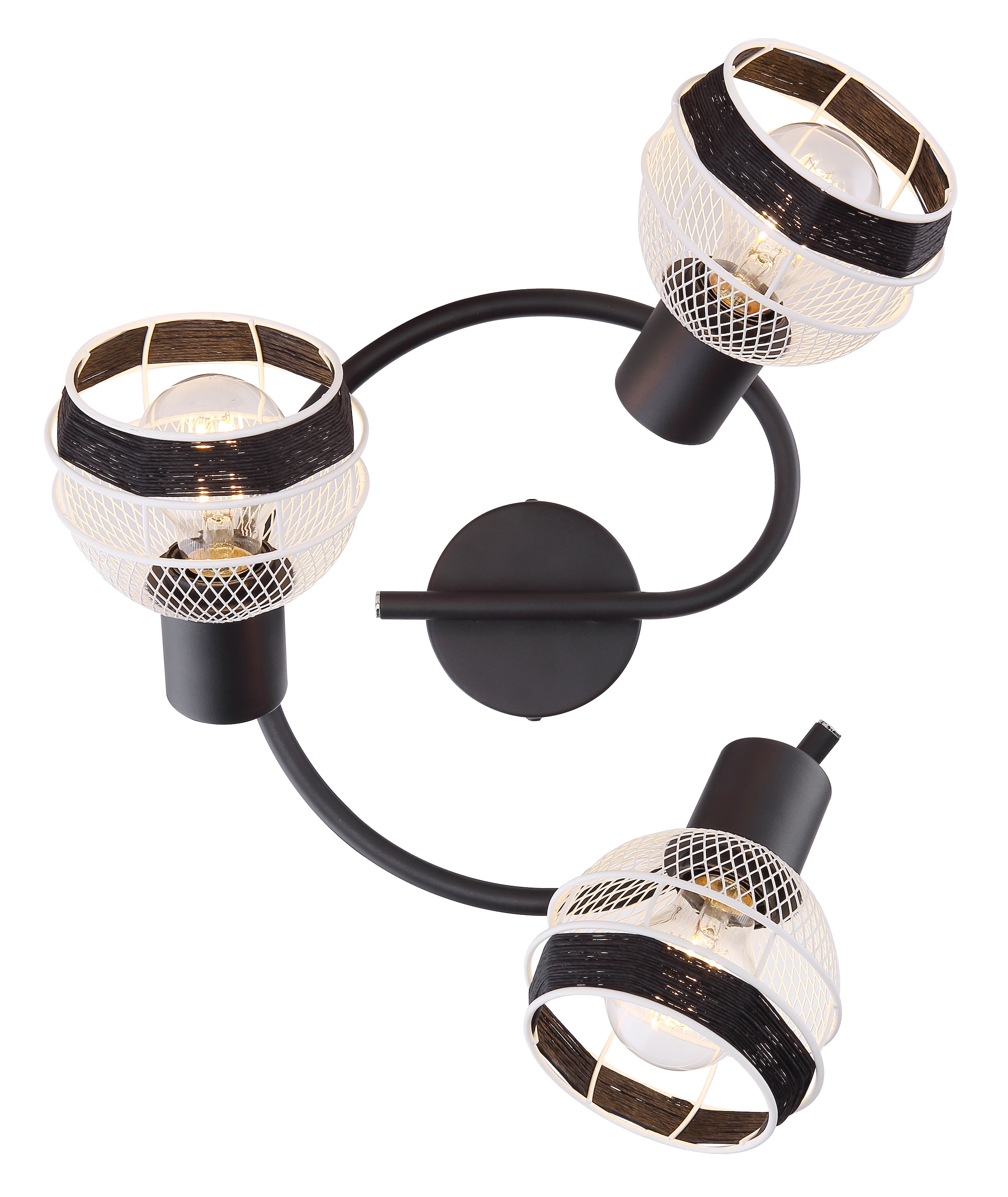 GLOBO LIGHTING Deckenstrahler »GRIDDY«, Leuchtmittel E27 | ohne Leuchtmittel, Deckenstrahler/schwarz-weiß/Hanf schwarz/Flur/Wohnzimmer