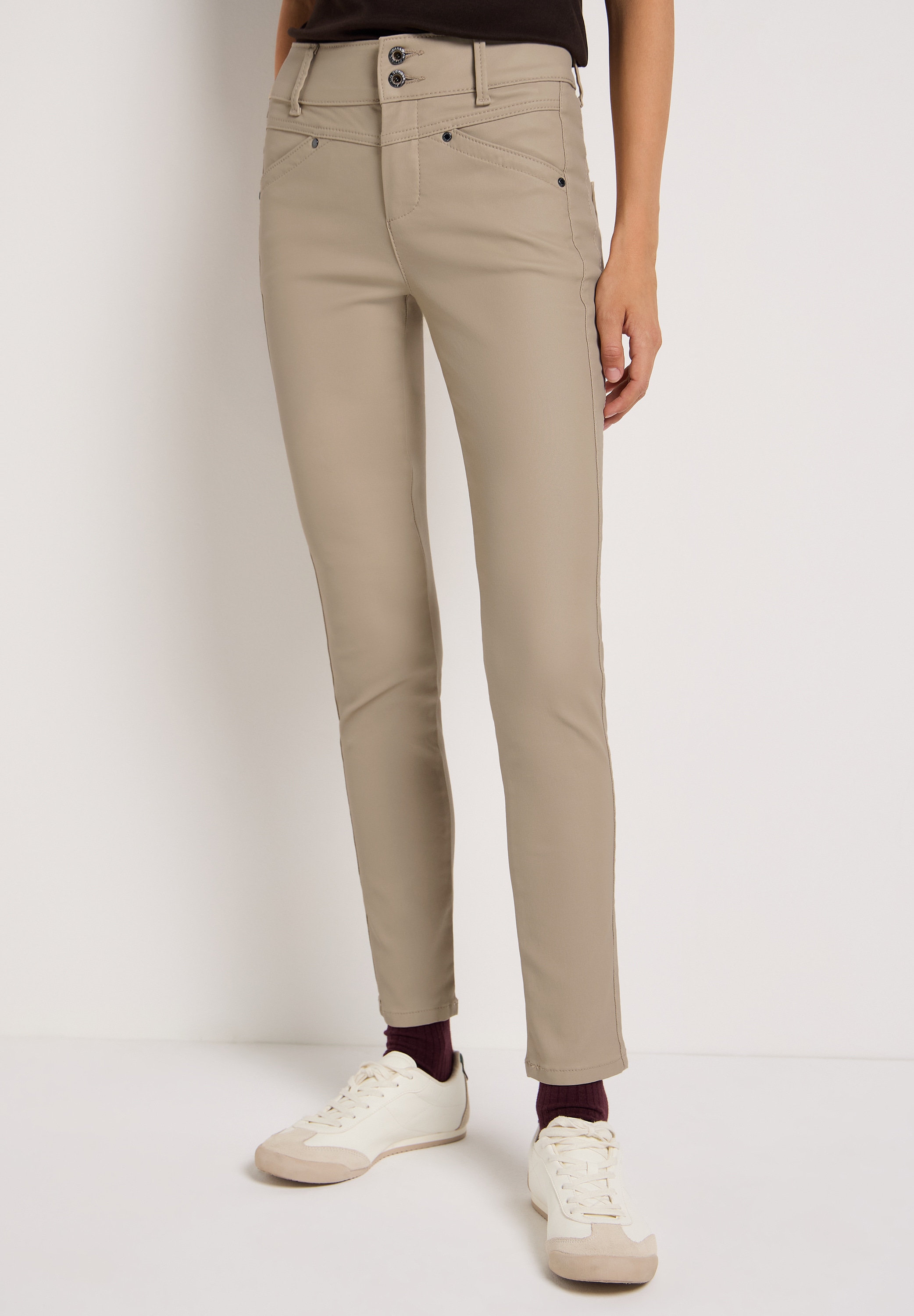 STREET ONE STUDIO Lederimitathose Middle Waist günstig online kaufen