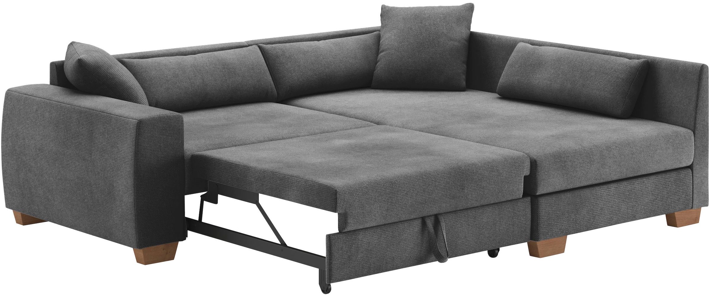 Mr. Couch Ecksofa »Hilla L-Form, bis 140 kg belastbar«, mit Taschenfederkern, wahlweise mit Bettfunktion
