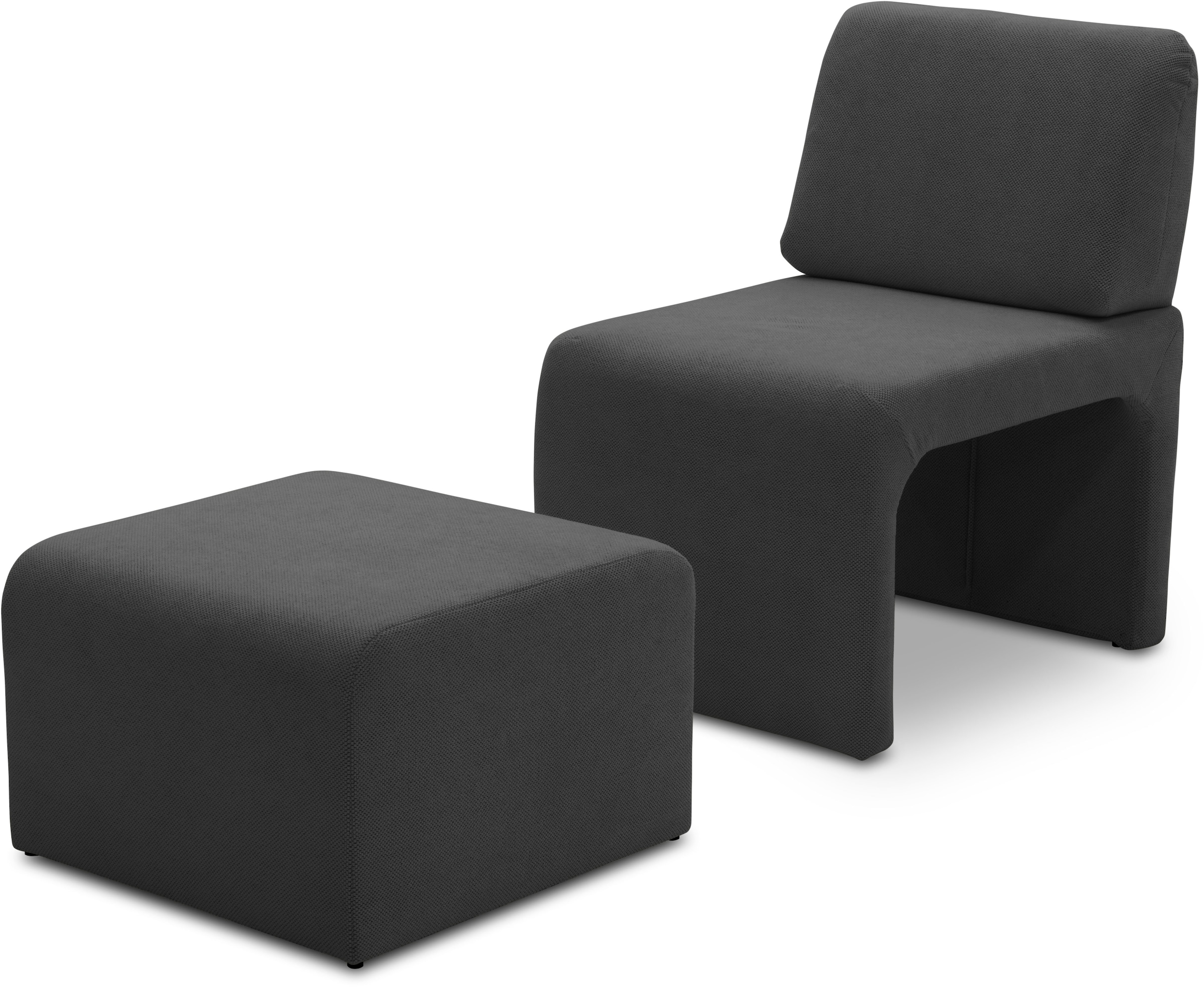 Sessel »mit Hocker 700017 ideal für kleine Räume, platzsparend, bequem«, Hocker unter...