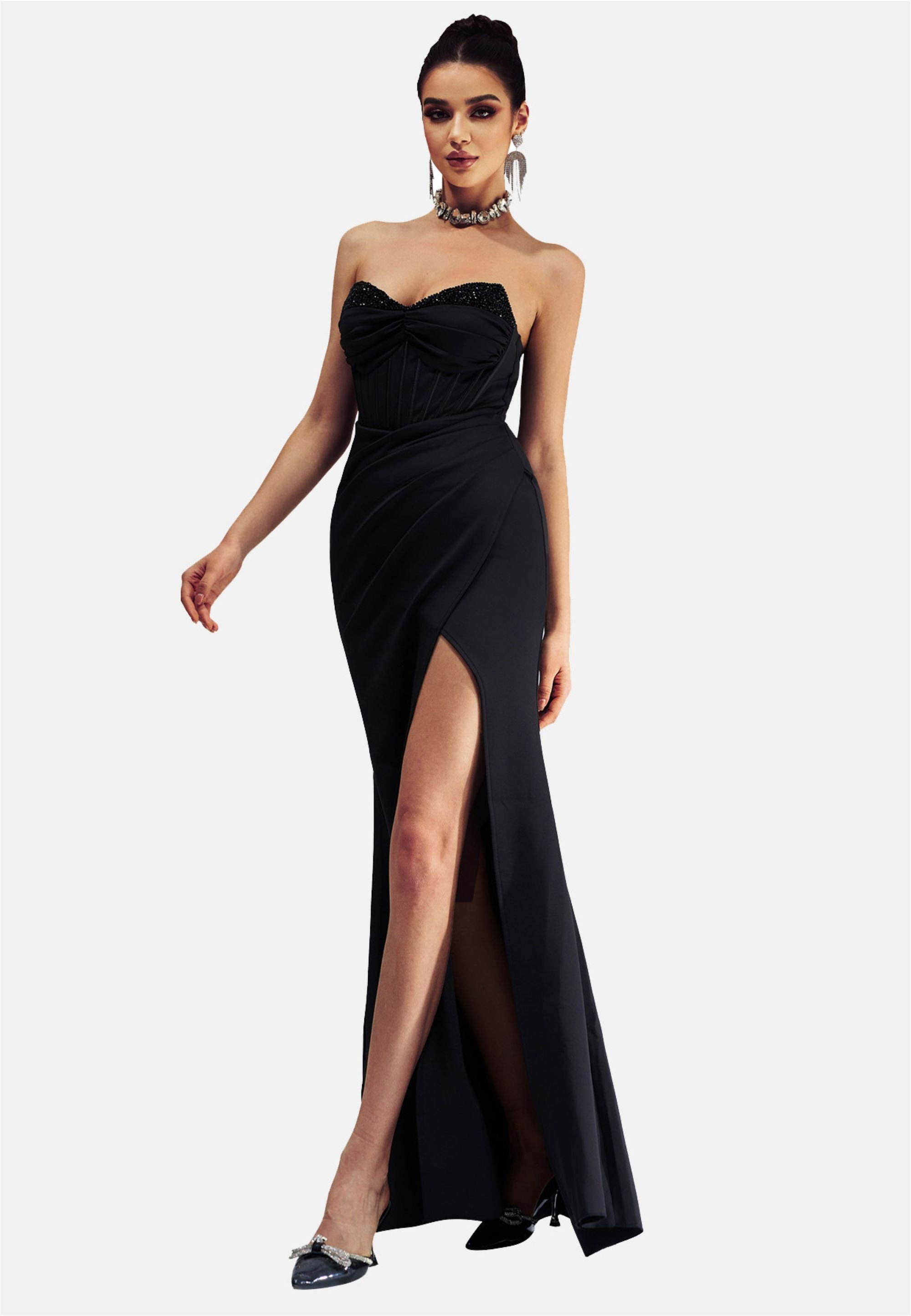 Moda Minx Jerseykleid »Evelyn Long Dress«, mit langem Beinschlitz