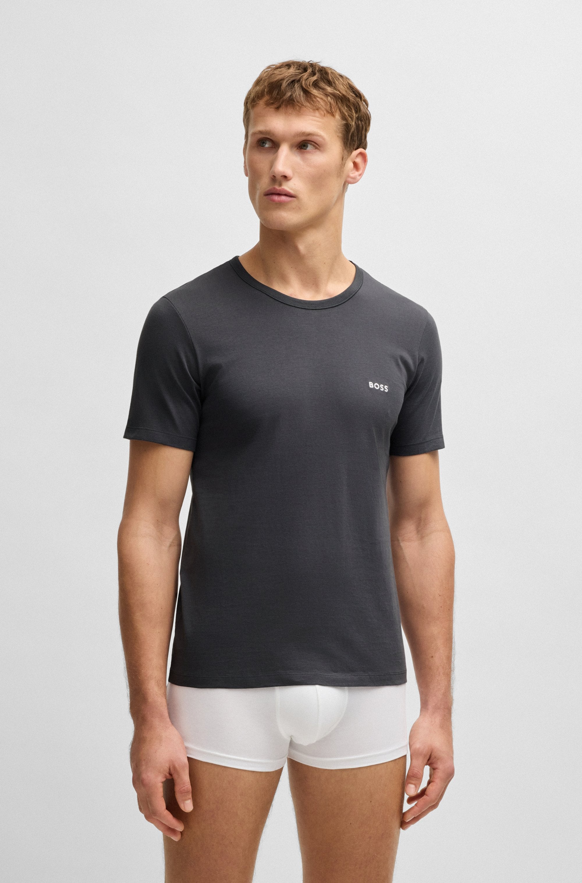 BOSS T-Shirt »TShirtRN 3P Classic«, (3 tlg.), mit Logostickerei