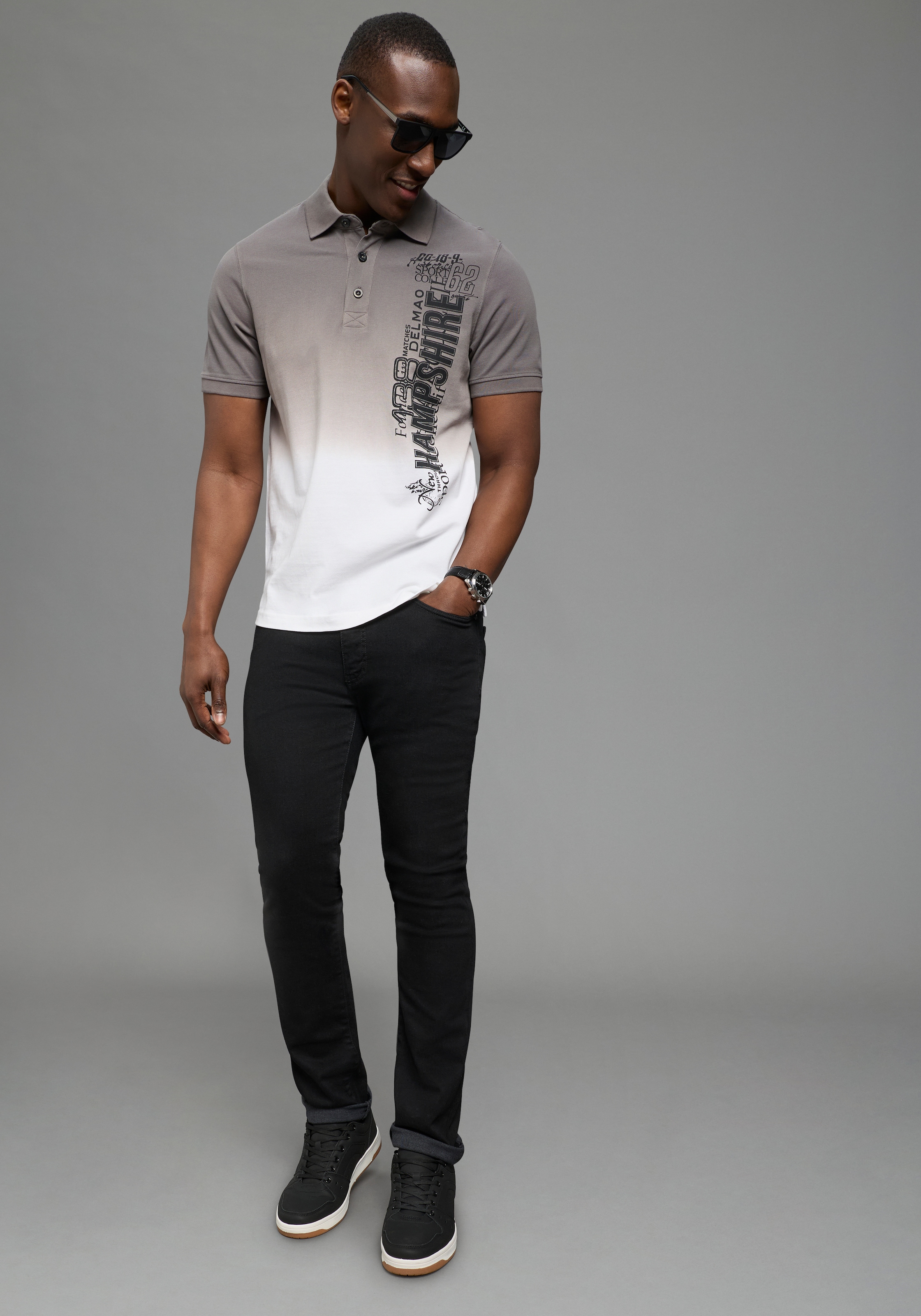 DELMAO Poloshirt kurzärmelig, lässiges Batikmuster, Polokragen günstig online kaufen