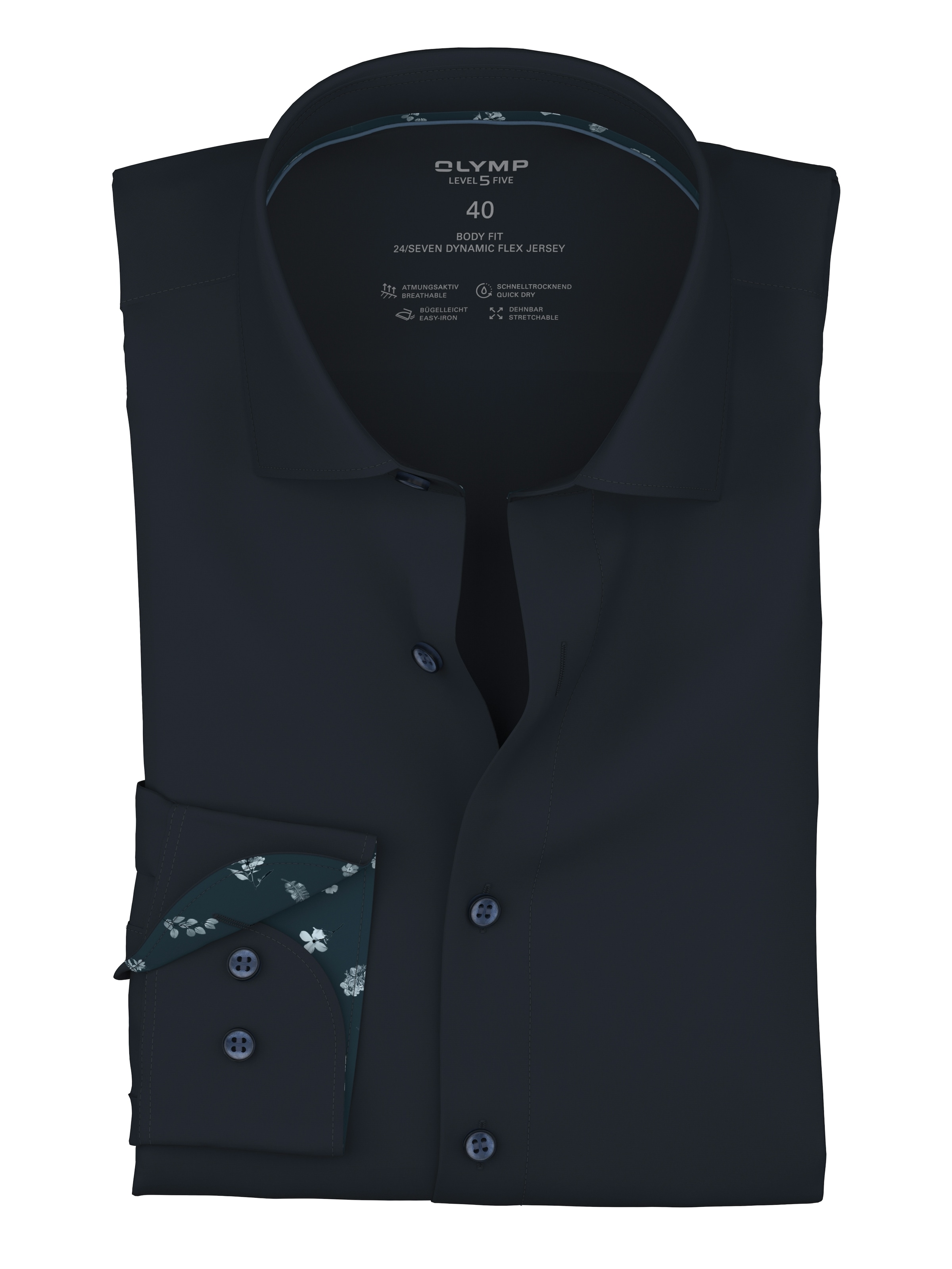 OLYMP Langarmhemd »Level Five 24/Seven« Businesshemd, body fit, Modern Kentkragen, Jersey