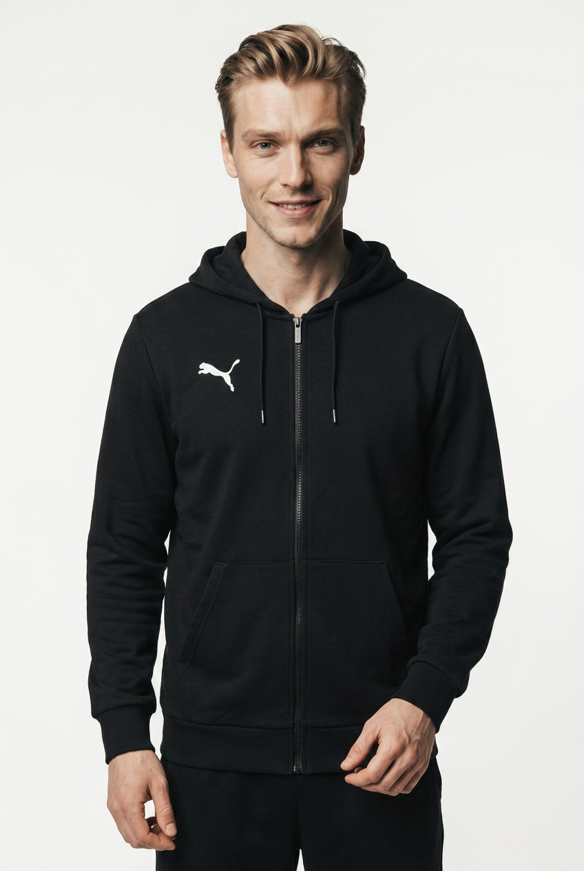 PUMA Kapuzensweatjacke "TEAMGOAL CASUALS HOODED JACKET" mit Kapuze, für Fußball und Freizeit, mit Reißverschluss