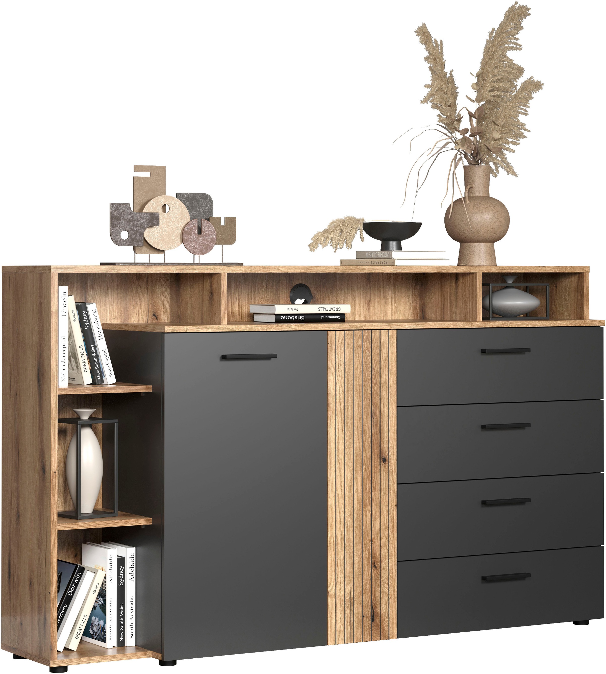 INOSIGN Lowboard "Estepona" 1 Stk. tlg. TV Kommode mit 2 Türen & 4 Schublad günstig online kaufen