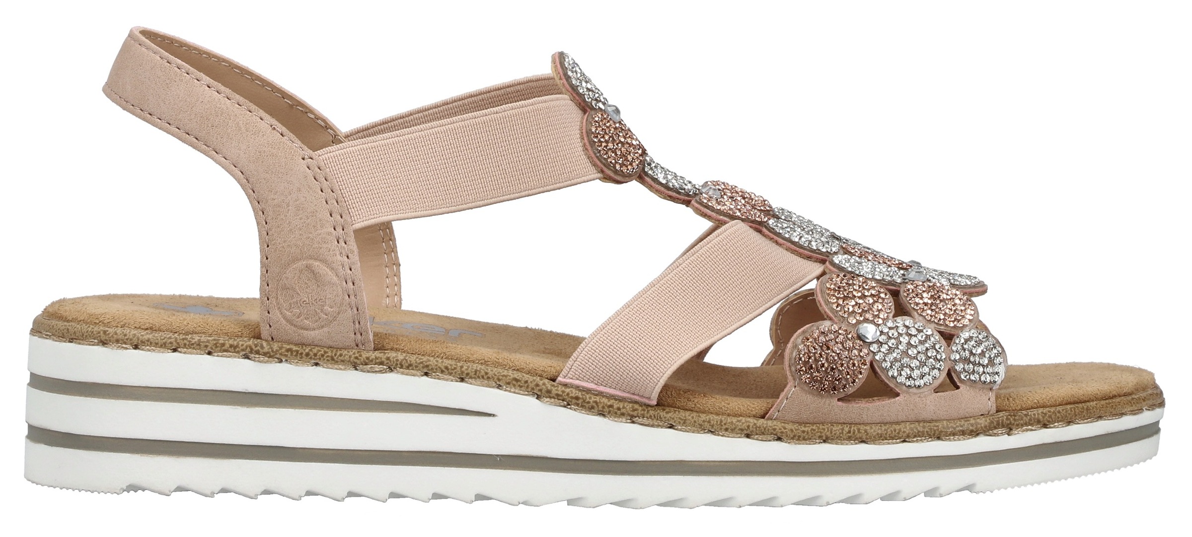 Rieker Sandale  Schlupfschuh, Sommerschuh, Urlaubsschuh mit Glitzersteine