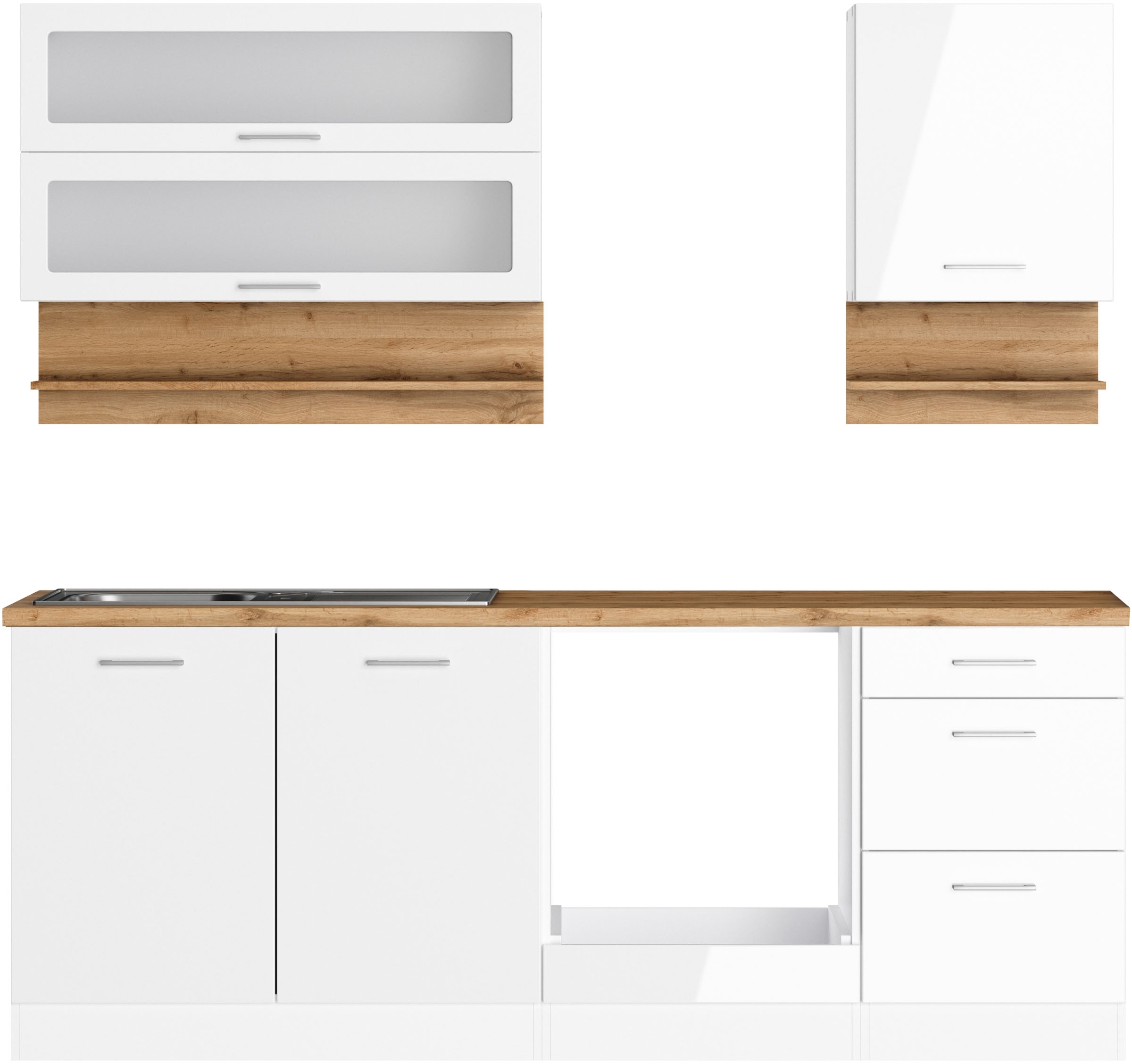 KOCHSTATION Küchenzeile "KS-Milan", 210 cm breit, robuste Metallauszüge, vi günstig online kaufen
